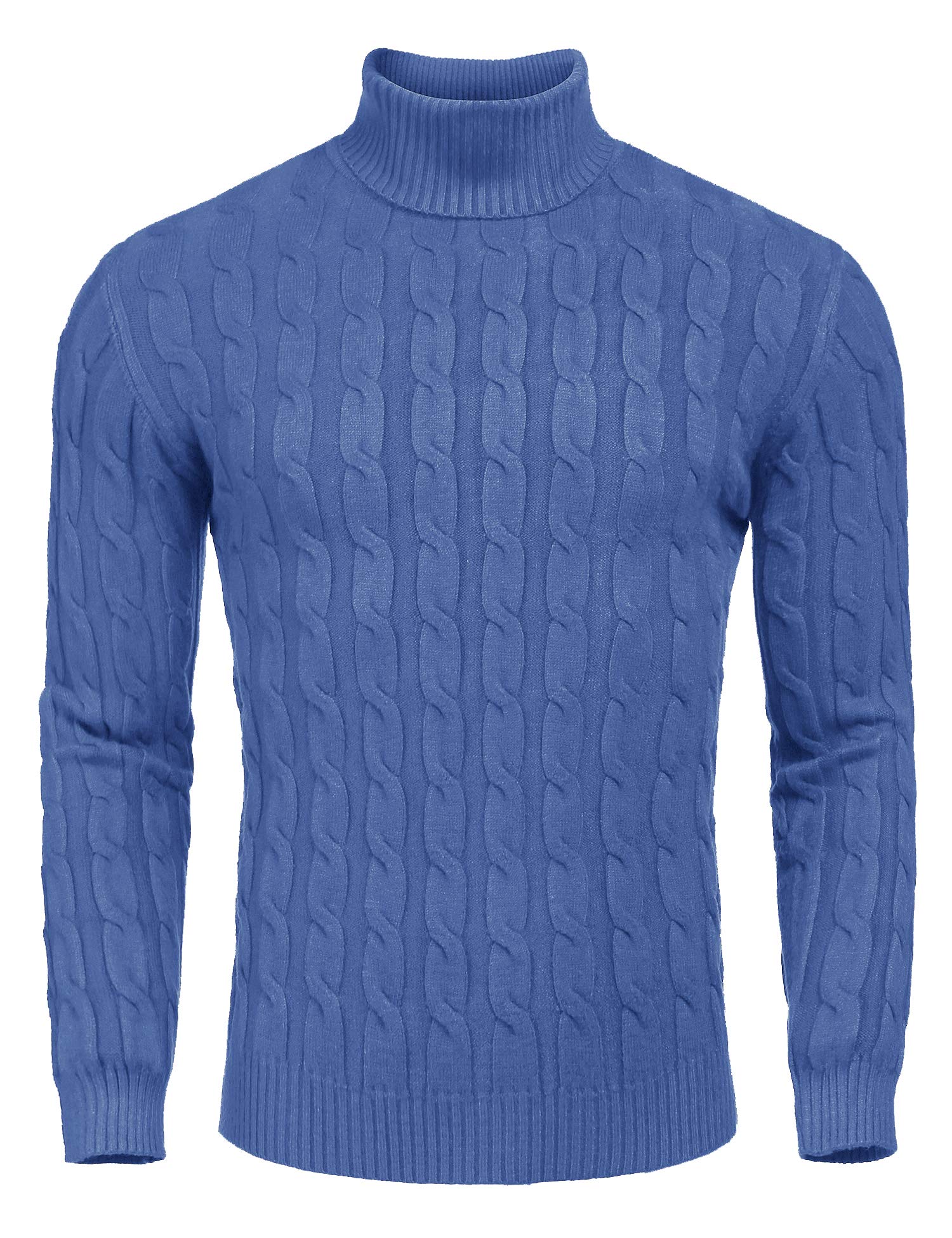 Men's Slim Fit Turtleneck Sweater Casual Twisted Knitted Pullover Sweaters