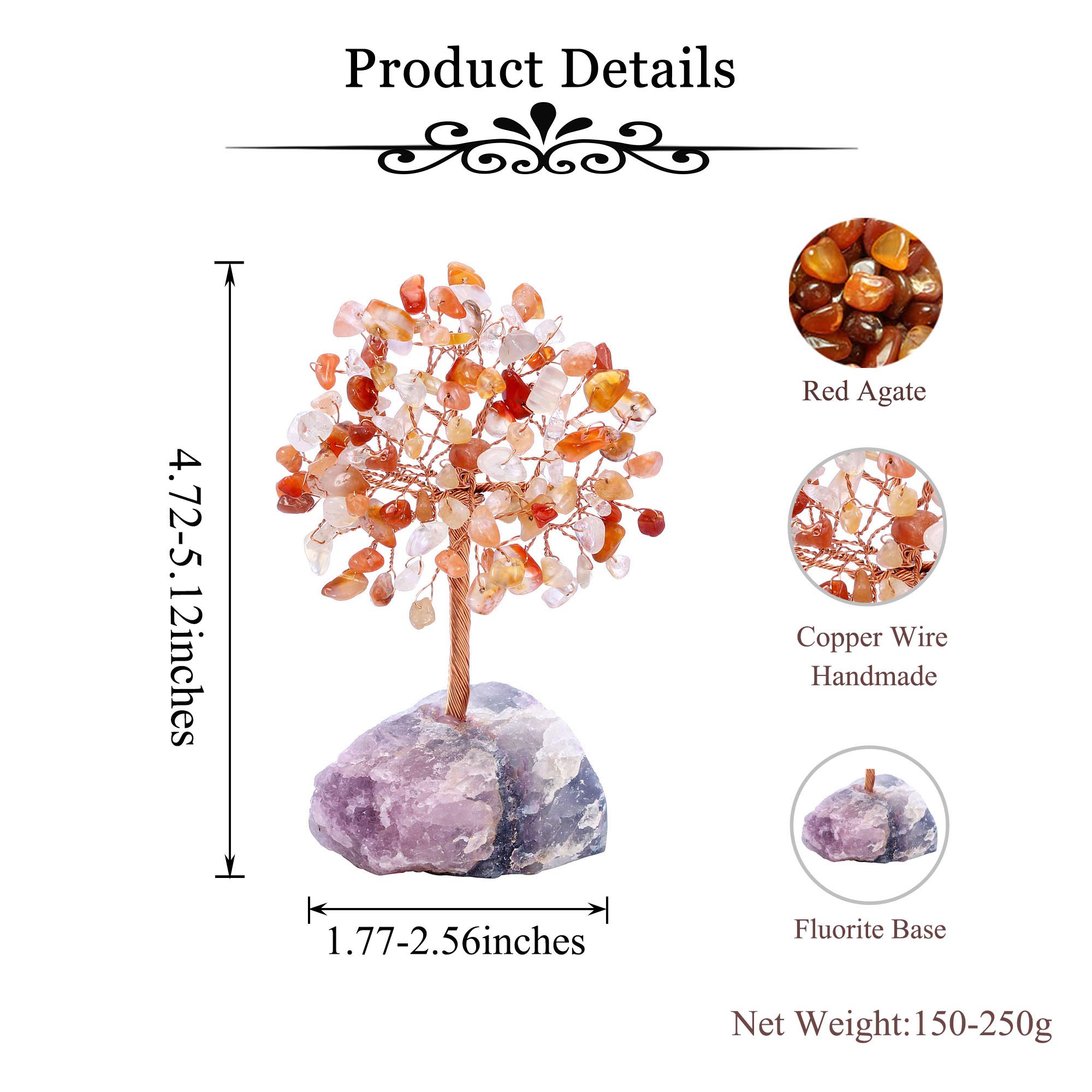 MANIFO Carnelian Crystal Tree Healing Crystals Gemstones Feng Shui Tree