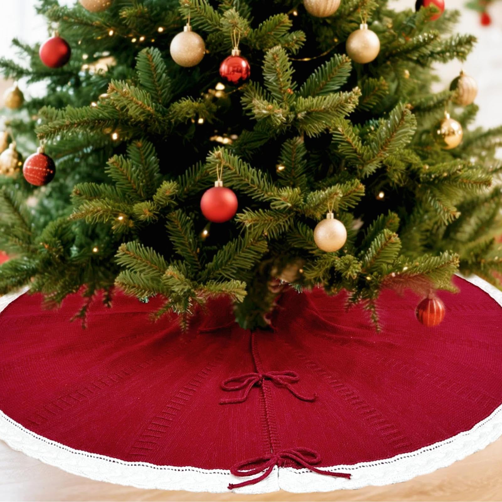 Vacanze Maglia Albero Gonna Morbido Tessuto Rotondo Base di Natale Coperture Decorazione Alberi Tessuti A Mano Tappeto Per La Casa Tappetino Decorativo