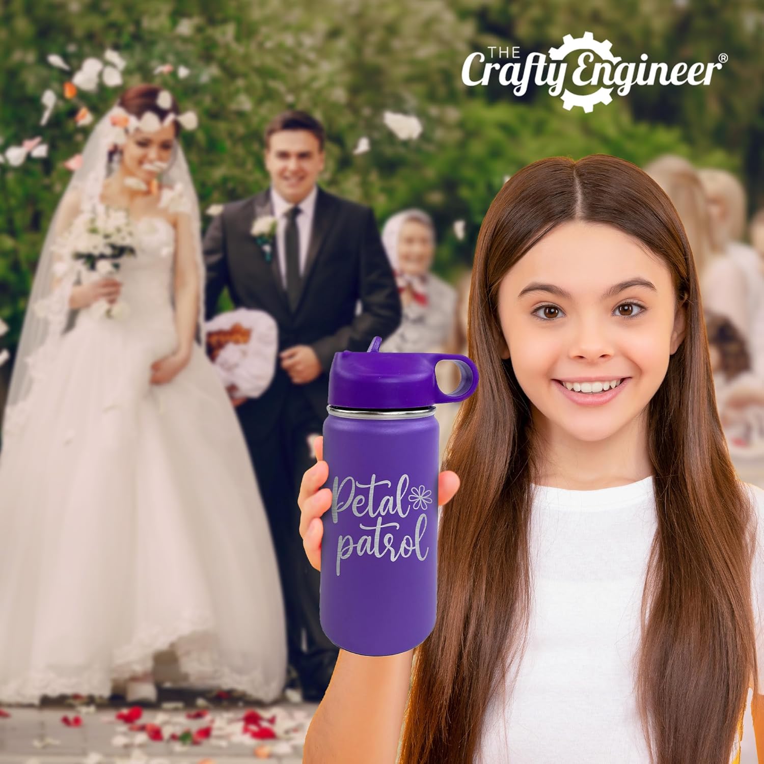 The Crafty Engineer Flower Girl or Ring Bearer Water Bottle - 12 oz Insulated Water Bottle for Kids - The Perfect Ring Bearer or Ring Security Proposal Gift - Hot Pink (Flower Girl)