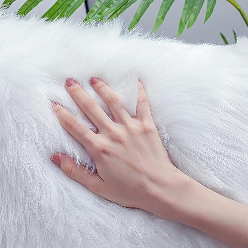 Miniatura 17 de Alfombra de piel sintética de piel de oveja, esponjosa, esponjosa, color negro, de 3 x 4 pies, para dormitorio, mesita de noche, suelo, sala