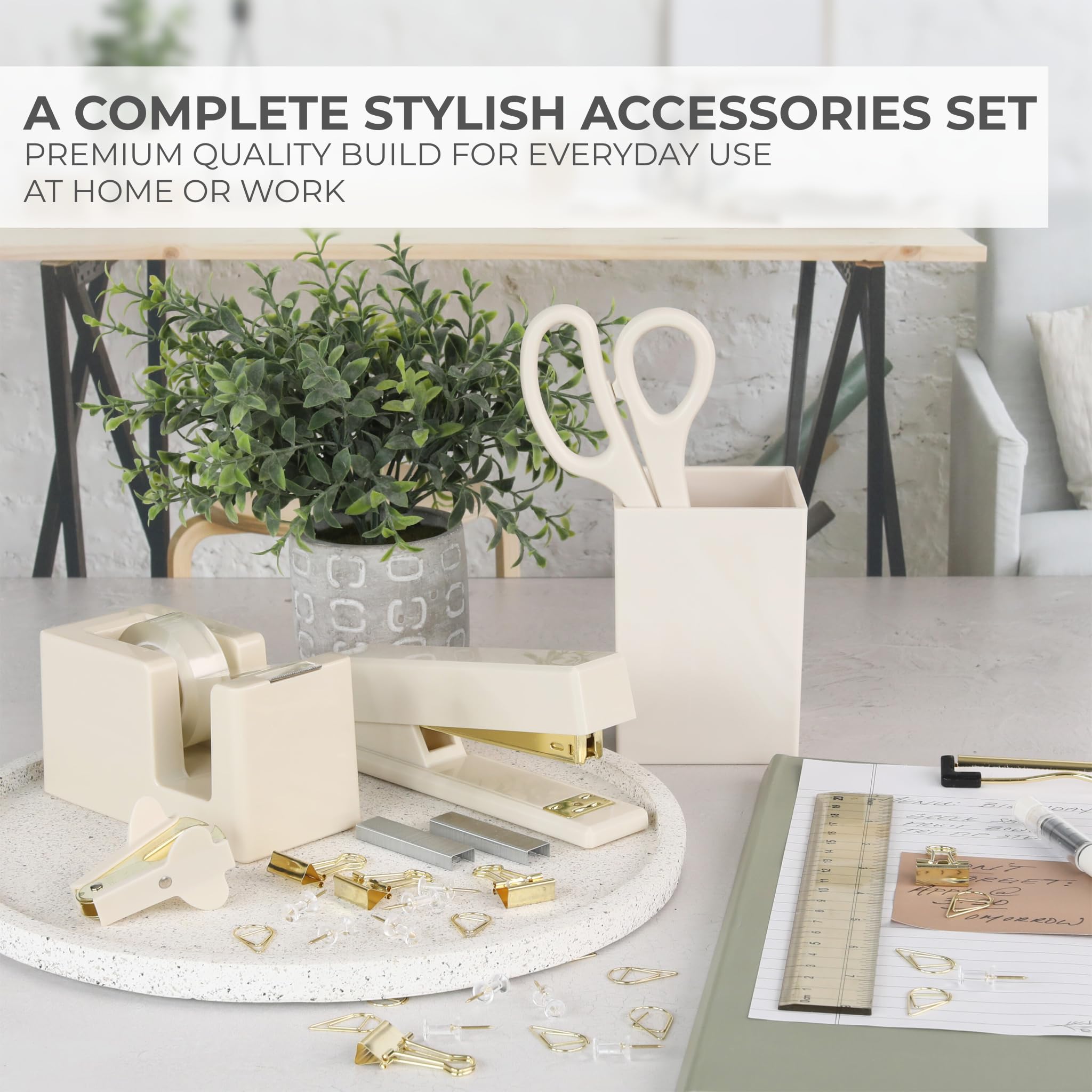 KIBAGA Set di accessori da scrivania estetici moderni, eleganti organizer per forniture per ufficio
