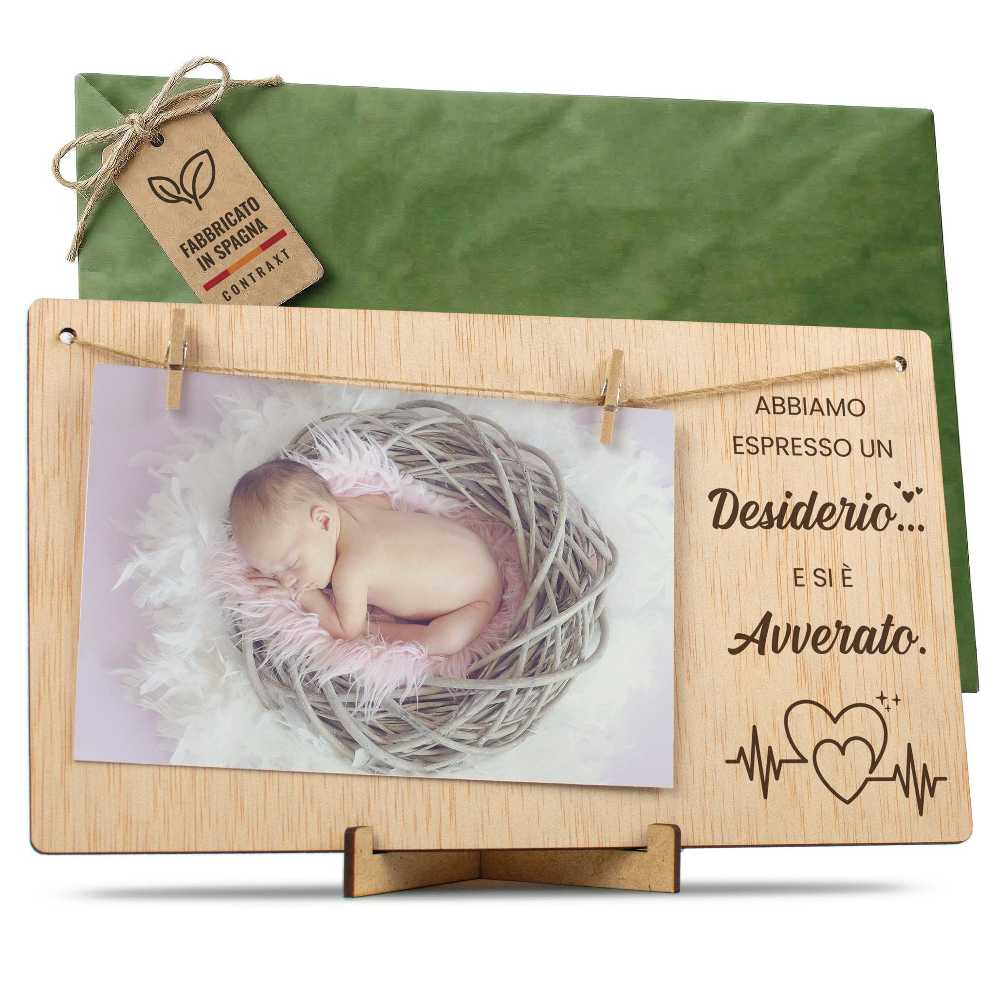 CONTRAXT Marco de Fotos Mama Dia de la Madre. Colgar fotos con pinzas madera natural ideas regalos detalles para mama postal madre primeriza wonderful original (Madre ES) — view 68