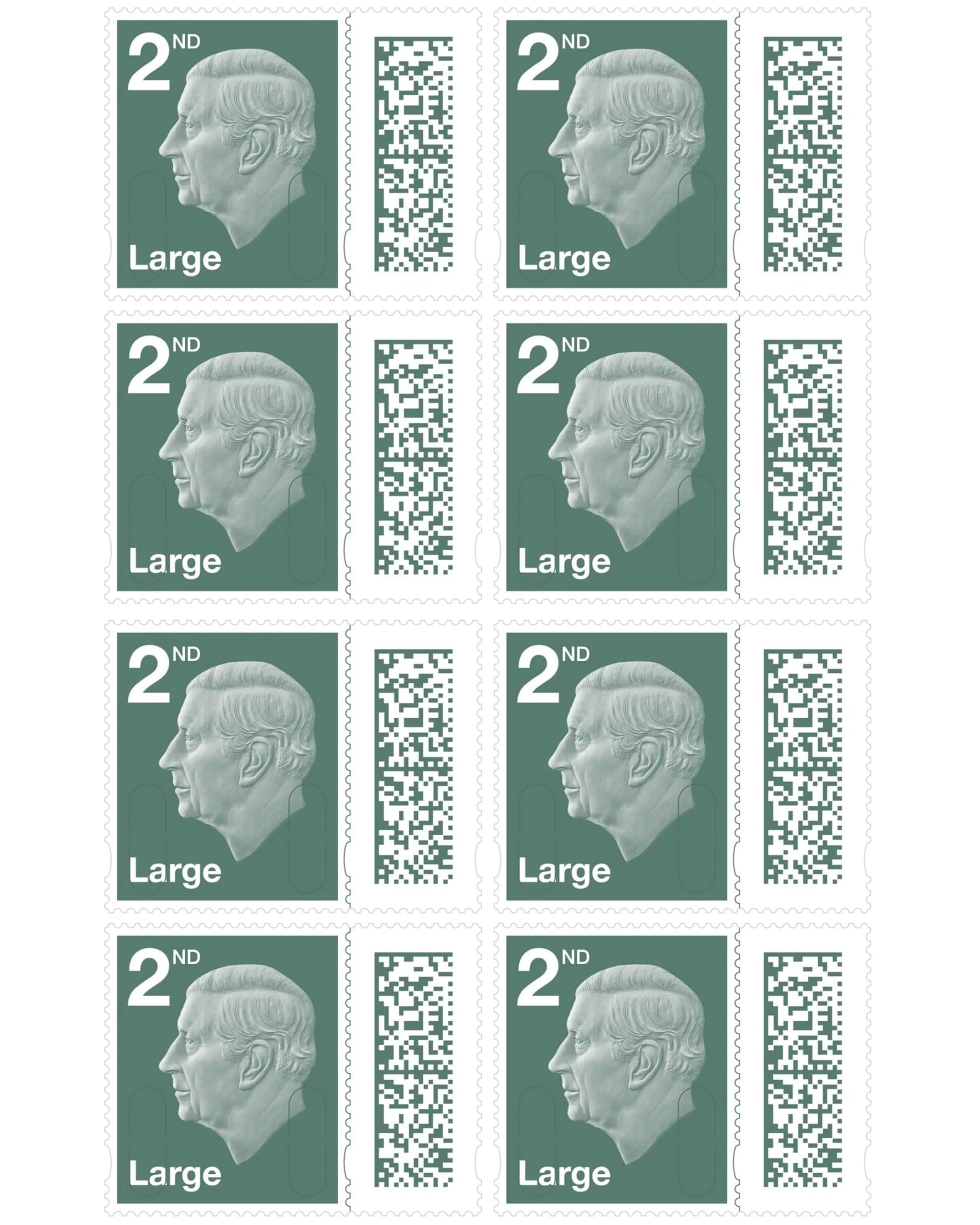 – 2nd Class Large Letter Stamps (8 Pack) - Barcoded Self Adhesive UK Large Letter Postage Stamps for Postage - (8 Total)