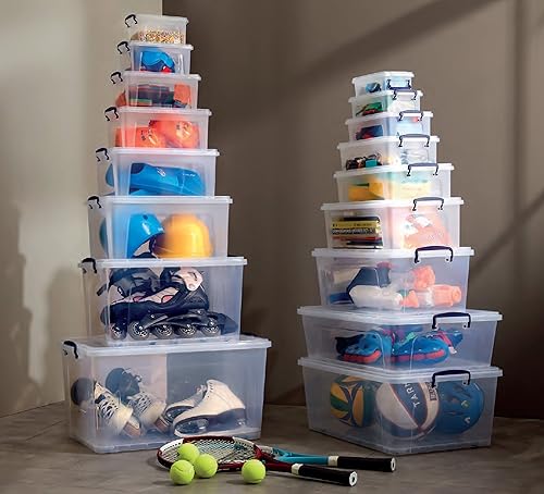 Miniatura 6 de Superio Contenedores de almacenamiento transparentes con tapas, caja de almacenamiento apilable de 1.25 cuartos con pestillos y asas, extra