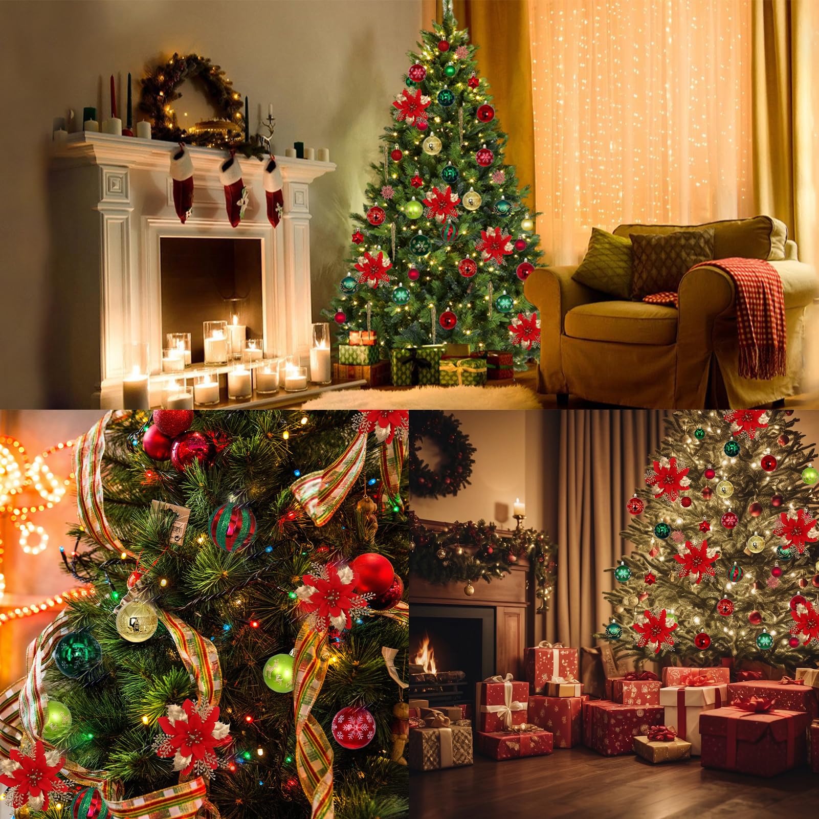 Ornamenti per albero di Natale, 135 pezzi, set di decorazioni per albero di Natale, kit di decorazione per albero di Natale infrangibile, bastoncino di zucchero da appendere, decorazione stravagante,