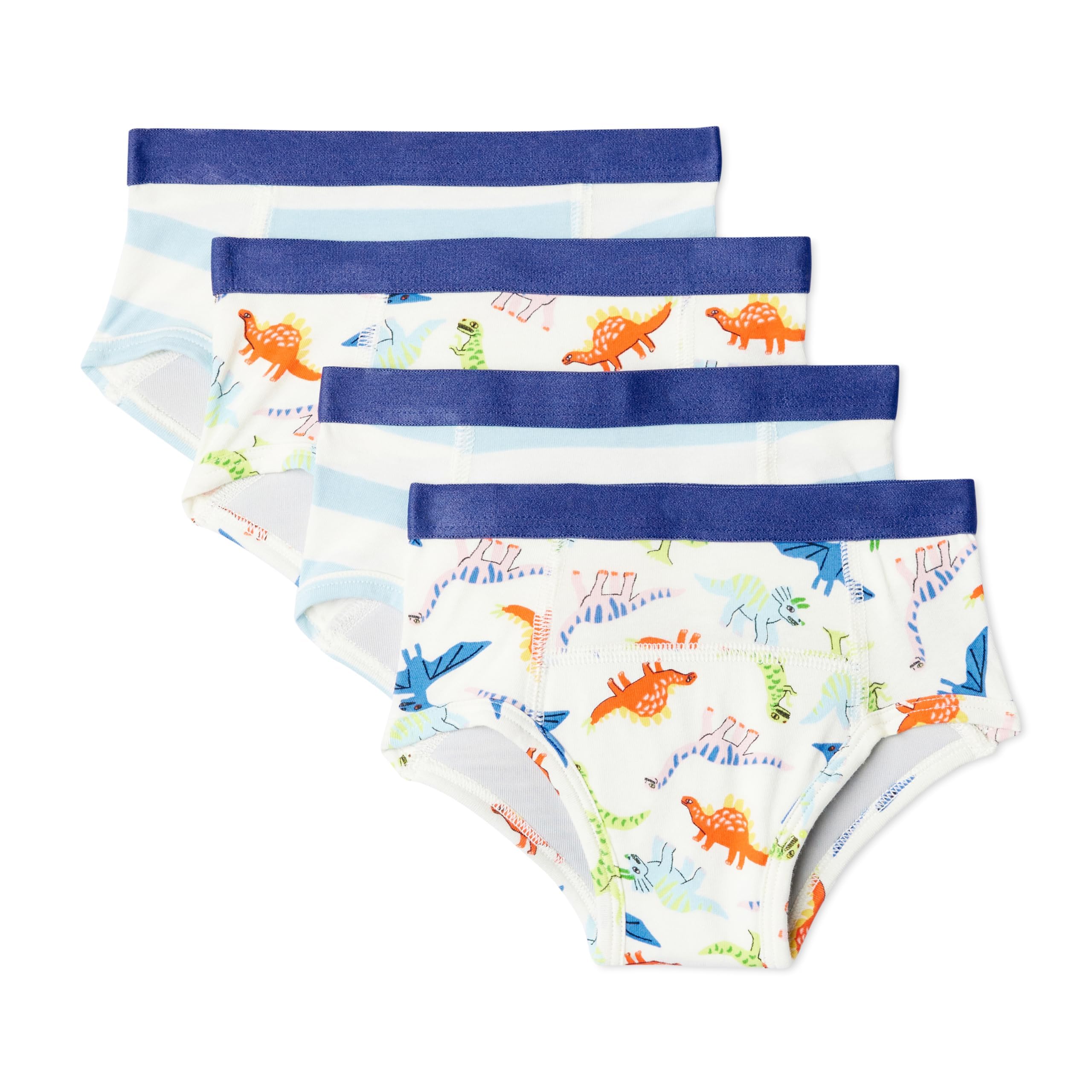 Amazon Essentials Unisex Toddlers' Cotton Training Underwear, Pack of 4, Dinosaur / Stripes, 4 Years
