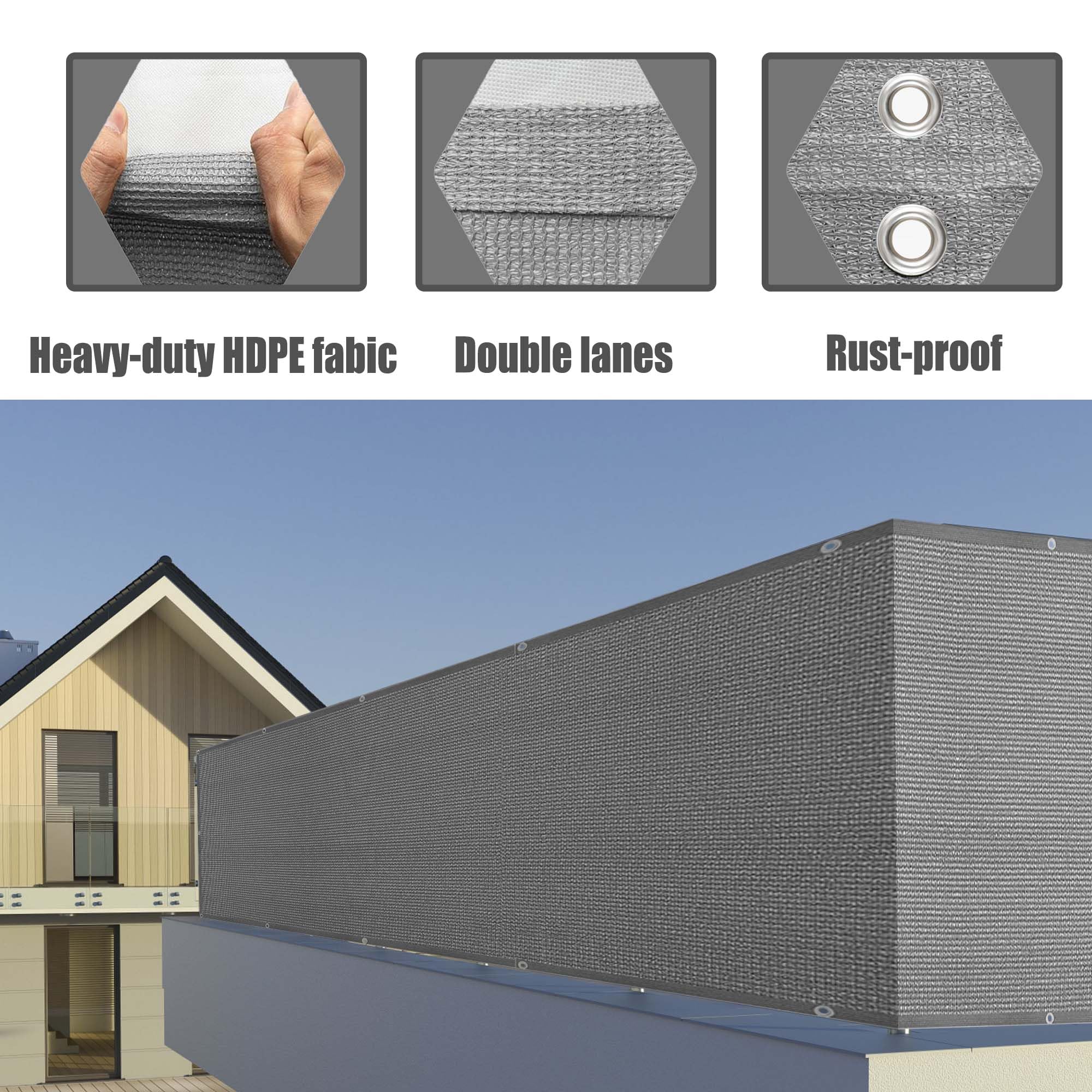 Schattierungsnetz mit Ösen 1.5 x 4 m Leichter Und Atmungsaktiver Rechtecke Sonnenschutznetz Leicht für Terrassenüberdachung Gewächshaus Pflanze Hof, Hellgrau