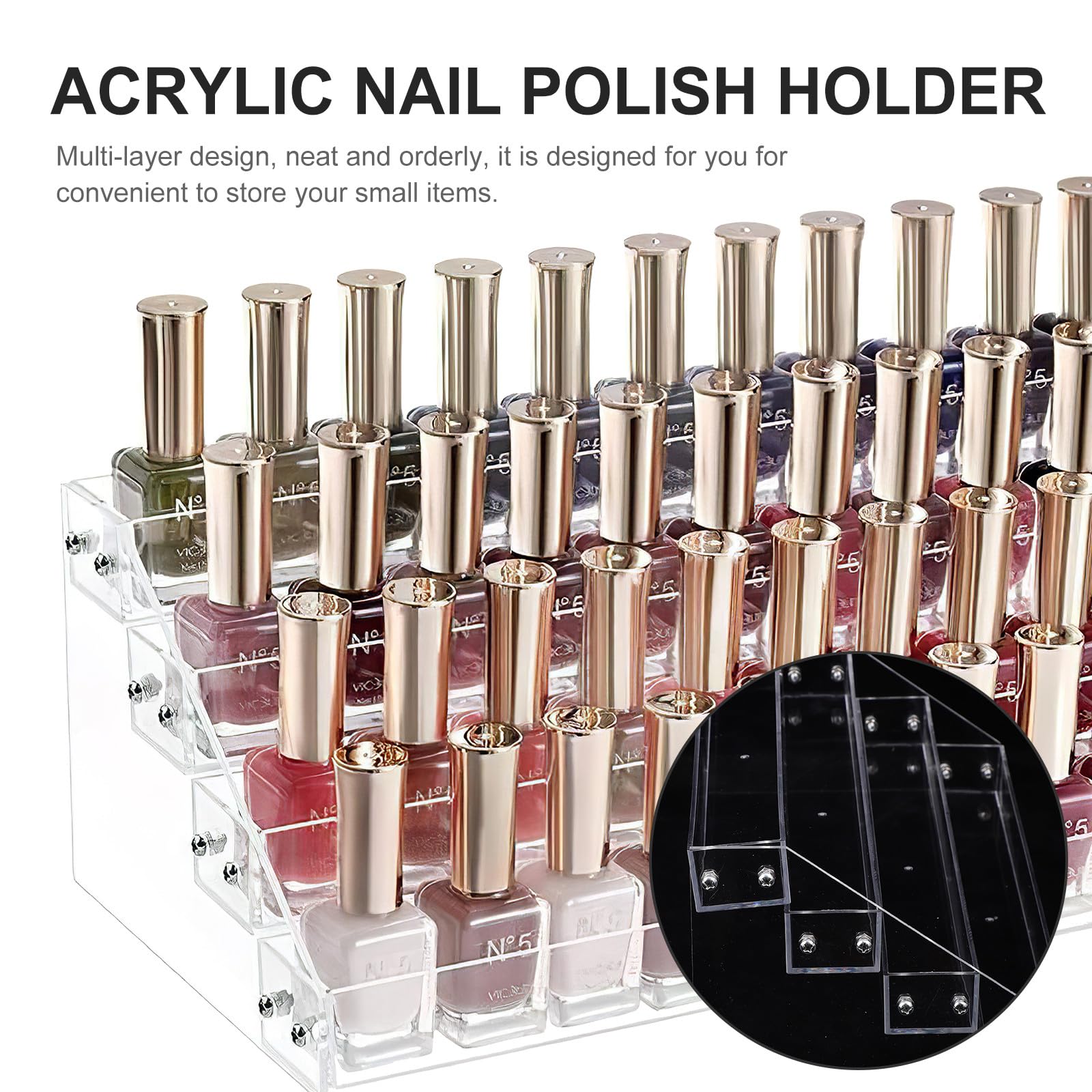 Beaupretty Uñas Capas Esmaltes de Acrílico Organizador de Cuatro Conveniente Gran Capacidad Almacenamiento para Tocador y Salón
