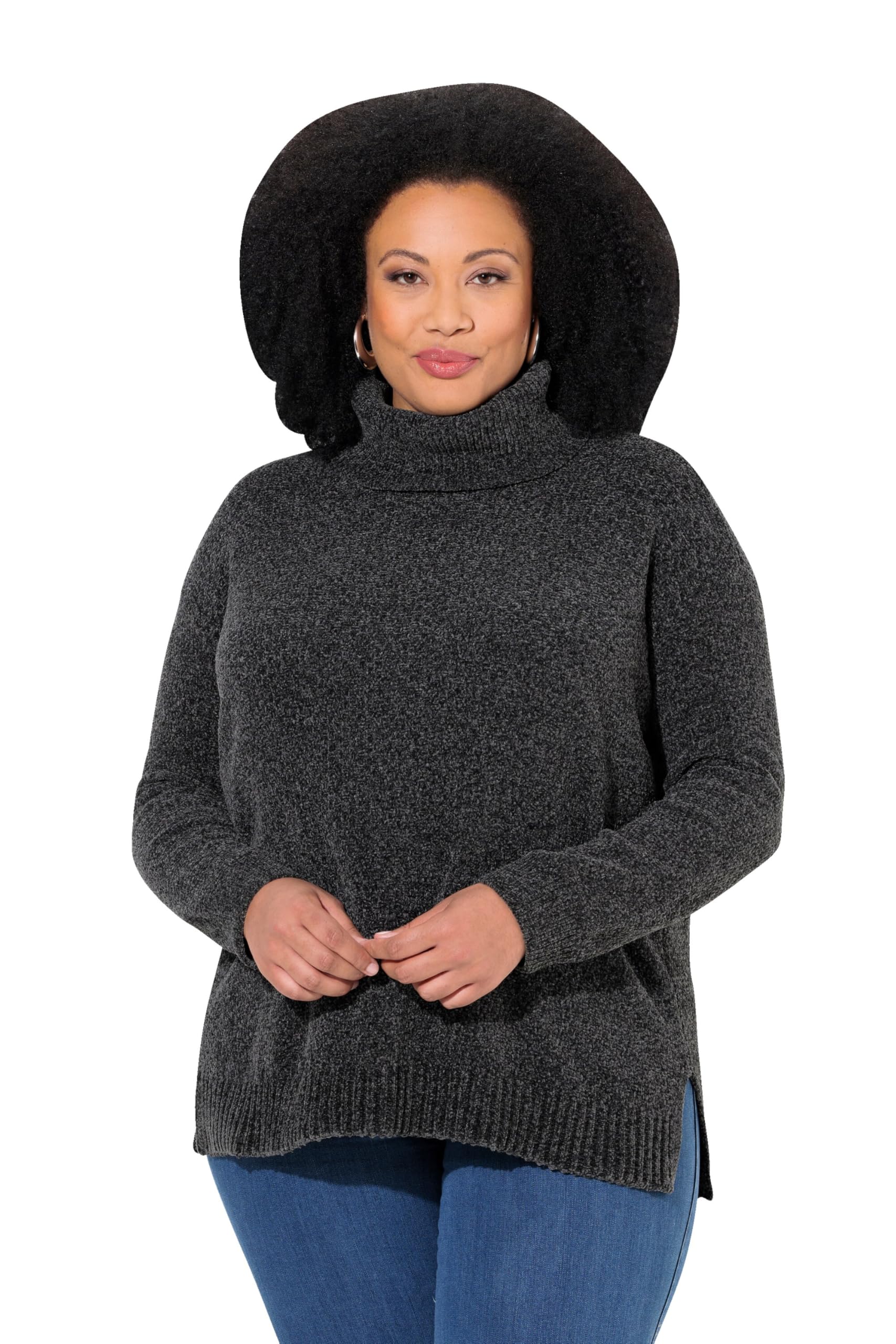 Ulla Popken Damen Chenille Pullover Pullover