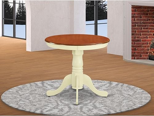 Miniatura 2 de East West Furniture EMT-BMK-TP Eden - Mesa de comedor redonda de madera con base de pedestal, 30 x 30 pulgadas, suero de leche y cereza