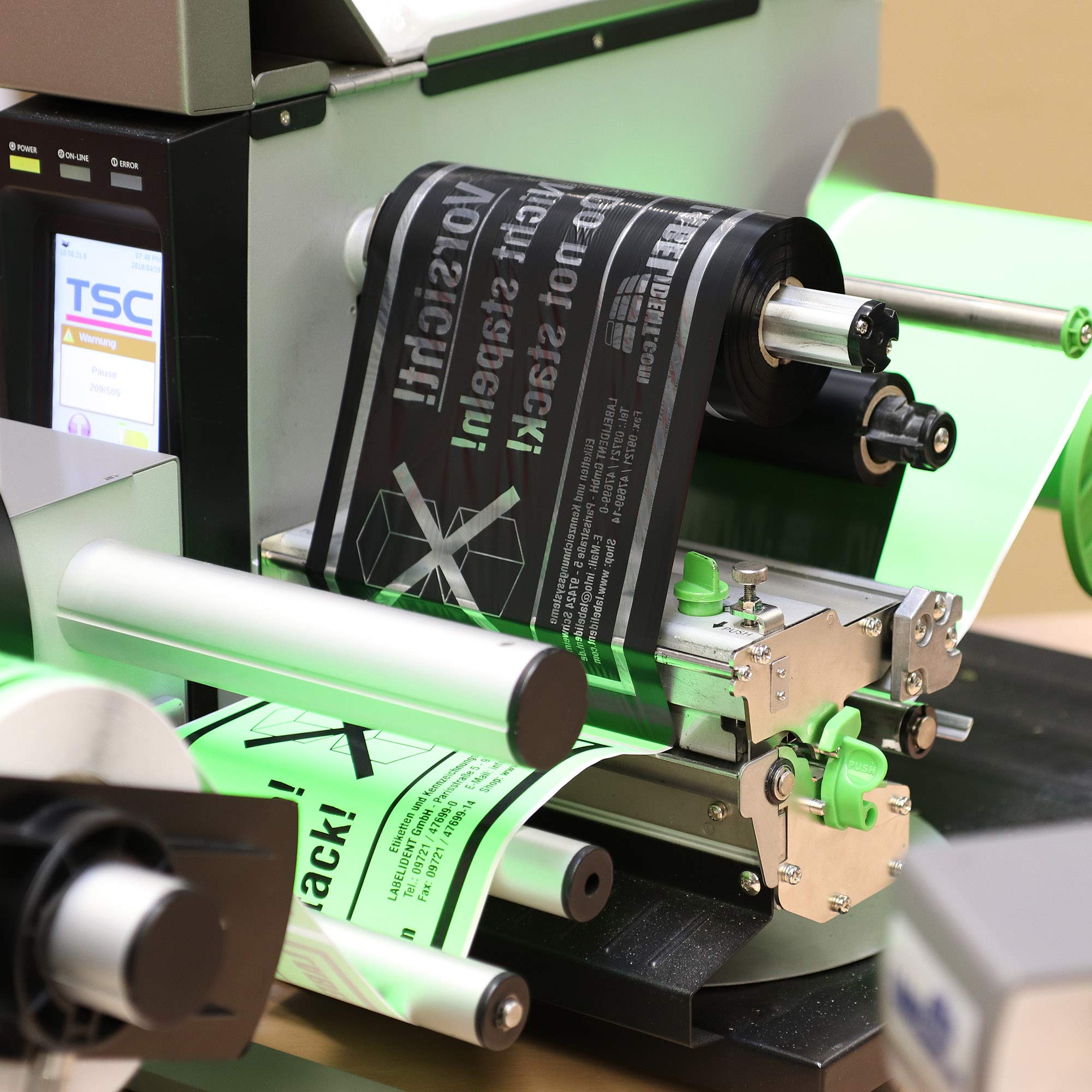 Labelident Thermotransfer Farbband Wachs schwarz 85mm x 74m - 25 Rollen, Außenwicklung, kompatibel Zebra TSC GoDEX, für unbeschichtete Papieretiketten