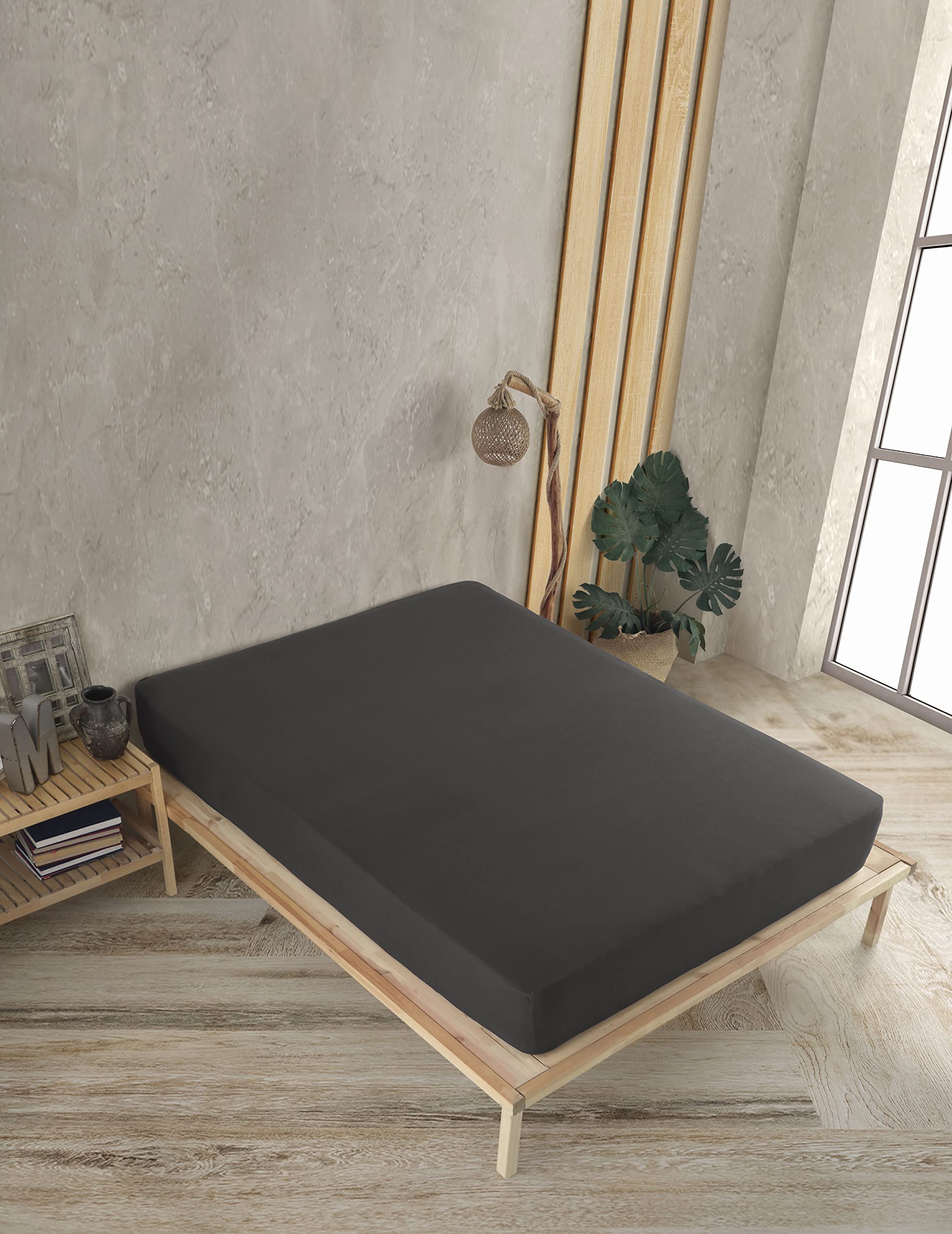 Vency Prześcieradło z gumką z dżerseju 160 x 200 cm, czarne - prześcieradło z gumką 100% bawełna, prześcieradło 160 x 200 do 35 cm, wysokość materaca czarne