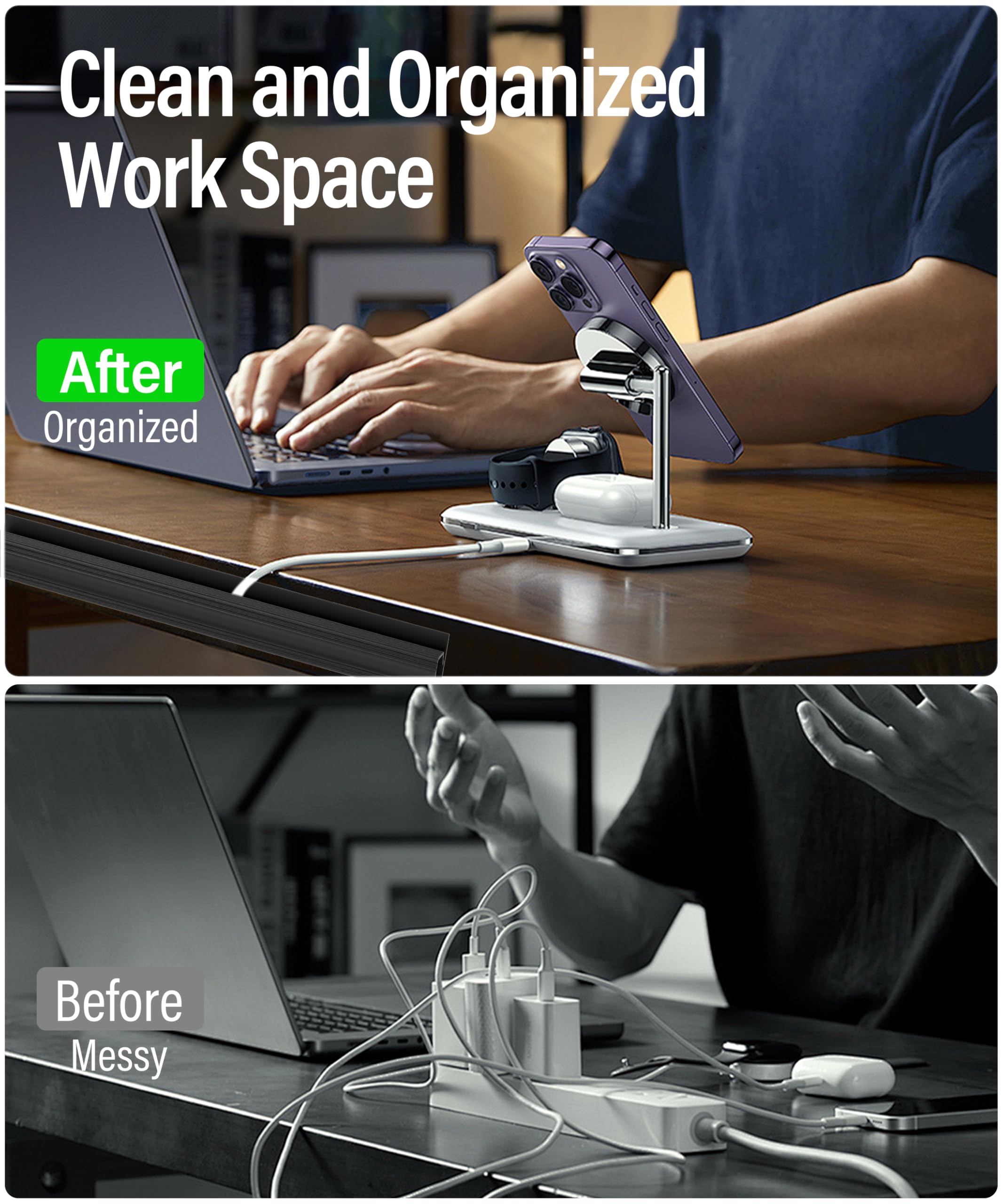 Kit de gestión de cables para debajo del escritorio (negro)