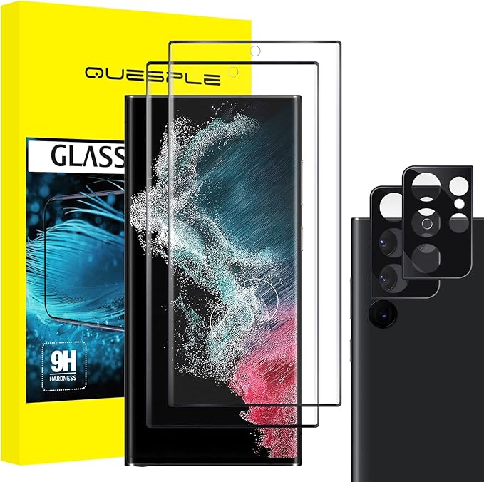 QUESPLE Samsung Galaxy S22 Ultra Screen Protector + Camera Lens