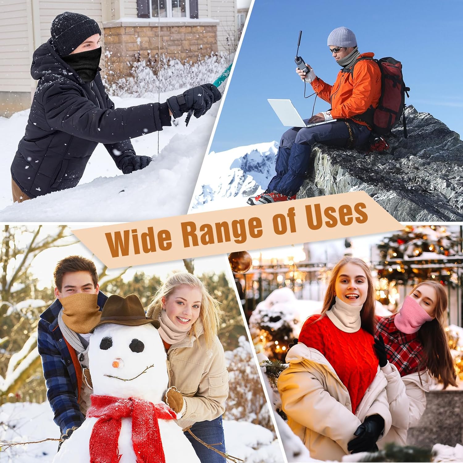 Fivali Winter Neck Warmer Gaiter for Men Women: 2 Pack Thick Fleece Lined Neck Scarf Windproof Face Scarves for Cold Weather - Image 7