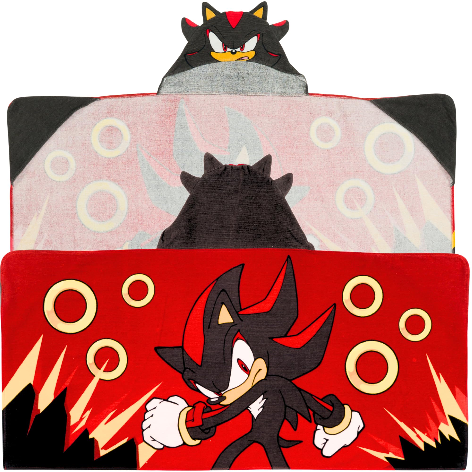 Sonic Shadow The Hedgehog Anime Kids Super Soft Bath/Pool/Beach Soft Cotton Terry Hooded Towel Wrap, 24 in x 50 in, Mario & Luigi, (100% Officially Licensed Product) By Franco