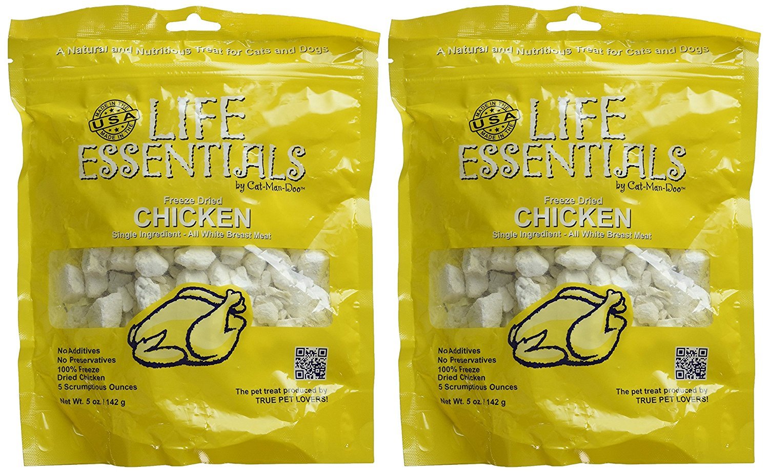 All-Natural Freeze Dried Chicken Treats for Dogs & Cats No Grains, Fillers, Additives and Preservatives Proudly Made in the USA - 2 Pack (5 oz. Bag)