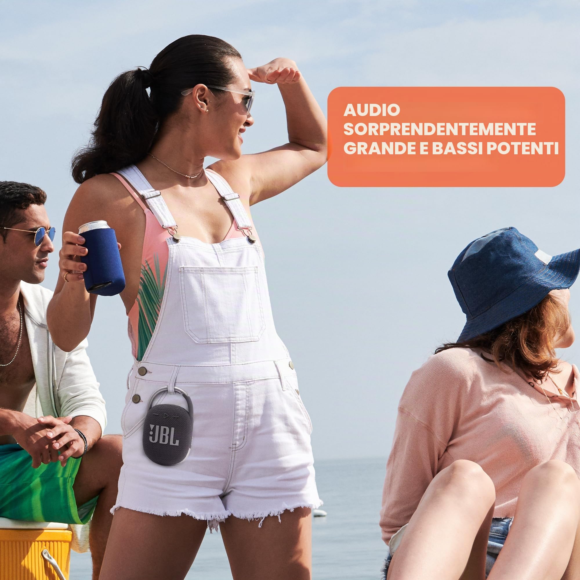 JBL Clip 4 – Mini altoparlante Bluetooth portatile, grande suono e bassi potenti, moschettone integrato, impermeabile IP67 e resistente alla polvere, 10 ore di lettura, altoparlante per la casa,