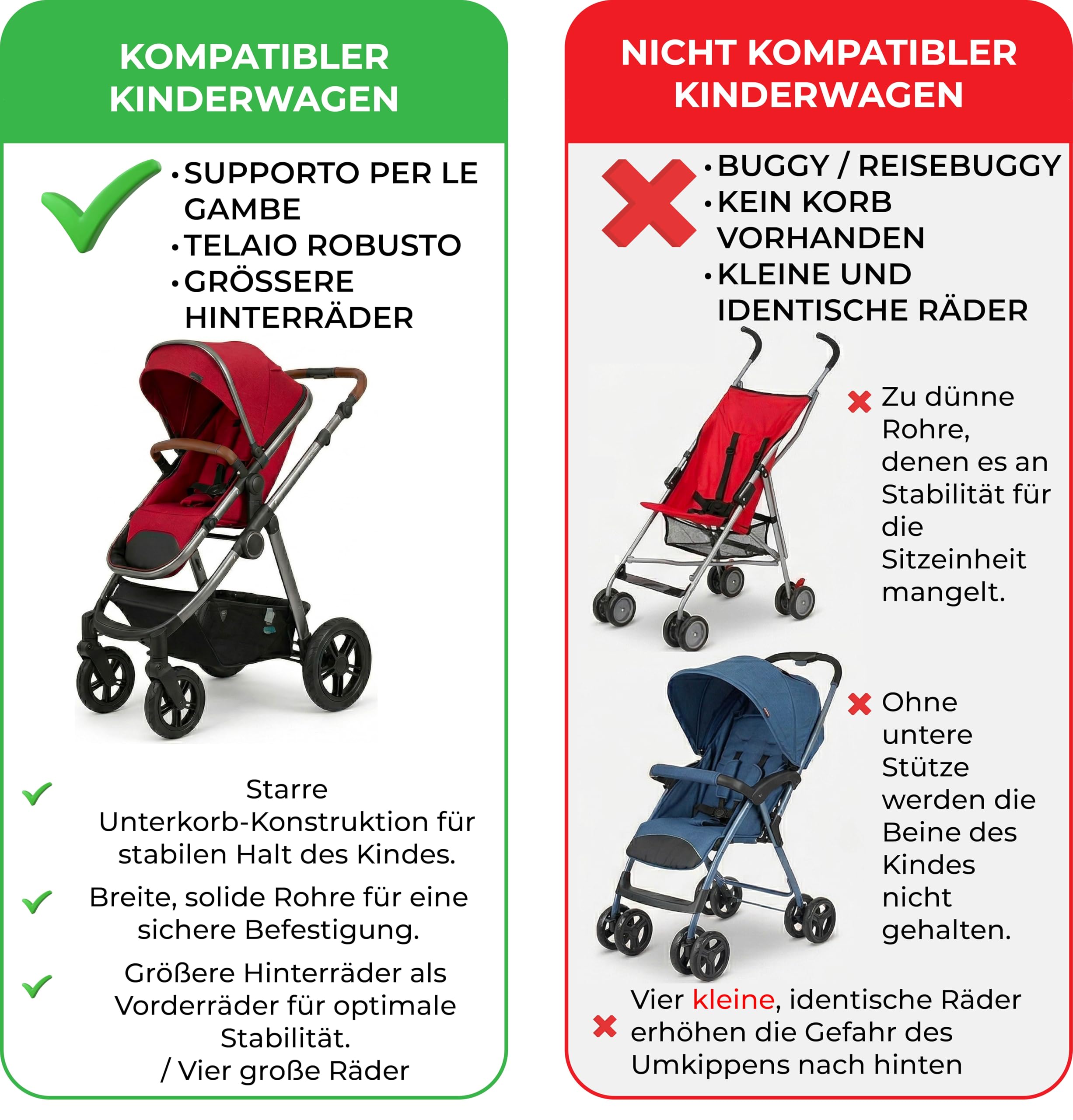 Dreamini Kinderwagen-Hängematte mit Sicherheitsnetz – Zubehör für Kinder (2-5 Jahre) – Universelle Buggy-Erweiterung bis 15kg – Die bequeme Buggy Board Alternative