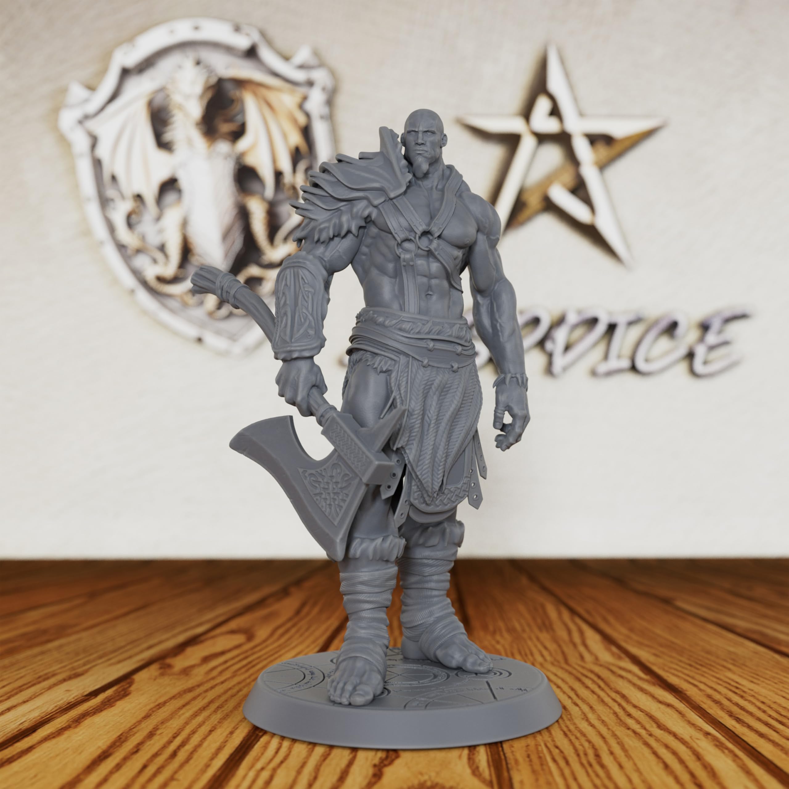 AUSPDICE Dungeons and Dragons Barbarian Axe Warrior Miniature - Unpainted DND Minis, Tabletop RPG Game Figurine, Perfect RPG Gift for Role Playing Gamers & Barbarian Lore Enthusiasts-AS407