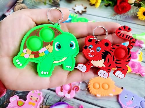 Miniatura 2 de Paquete de 25 paquetes variados de animales de zoológico de Navidad para estudiantes de aula de arcoíris a granel, regalos de burbujas de arcoíris,