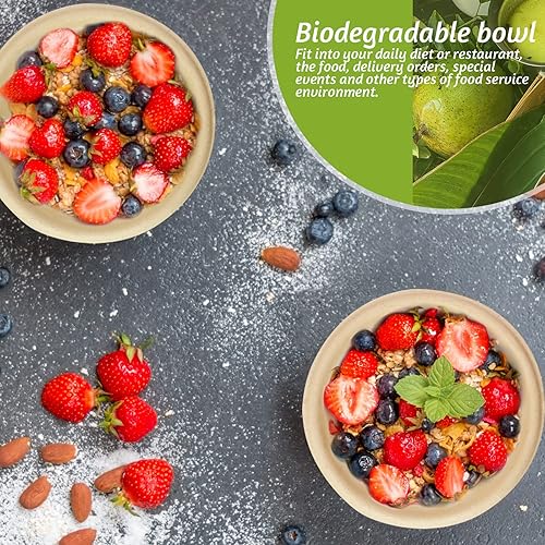 Miniatura 4 de 200 cuencos de papel biodegradables naturales de caña de azúcar de 8 onzas, cuencos de papel compostables para ensalada, sopa caliente, pasta y