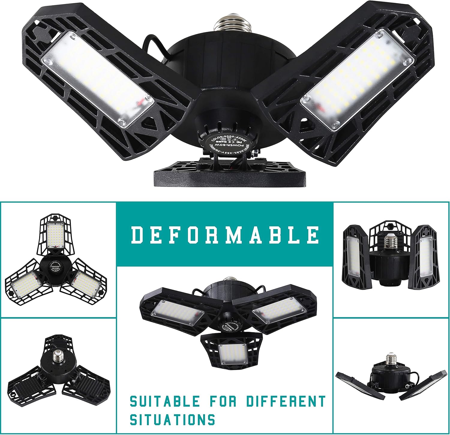 Bеѕt Cуbеr Dеаlѕ 🔥 2-Pack LED Garage Lights, 80W Adjustable Trilights Garage Ceiling Light, High Bay Deformable LED Corn Light Bulbs with 8000LM 6500K for Basement Cellar (80.00W)