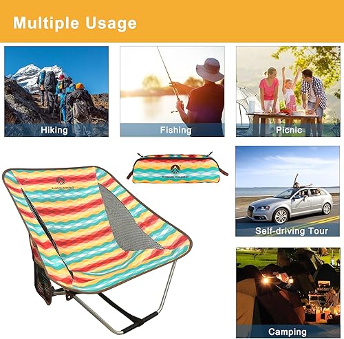 Miniatura 5 de Silla de campamento plegable ultraligera, sillas de campamento plegables con bolsa de transporte para senderismo, mochileros, picnic, conciertos al