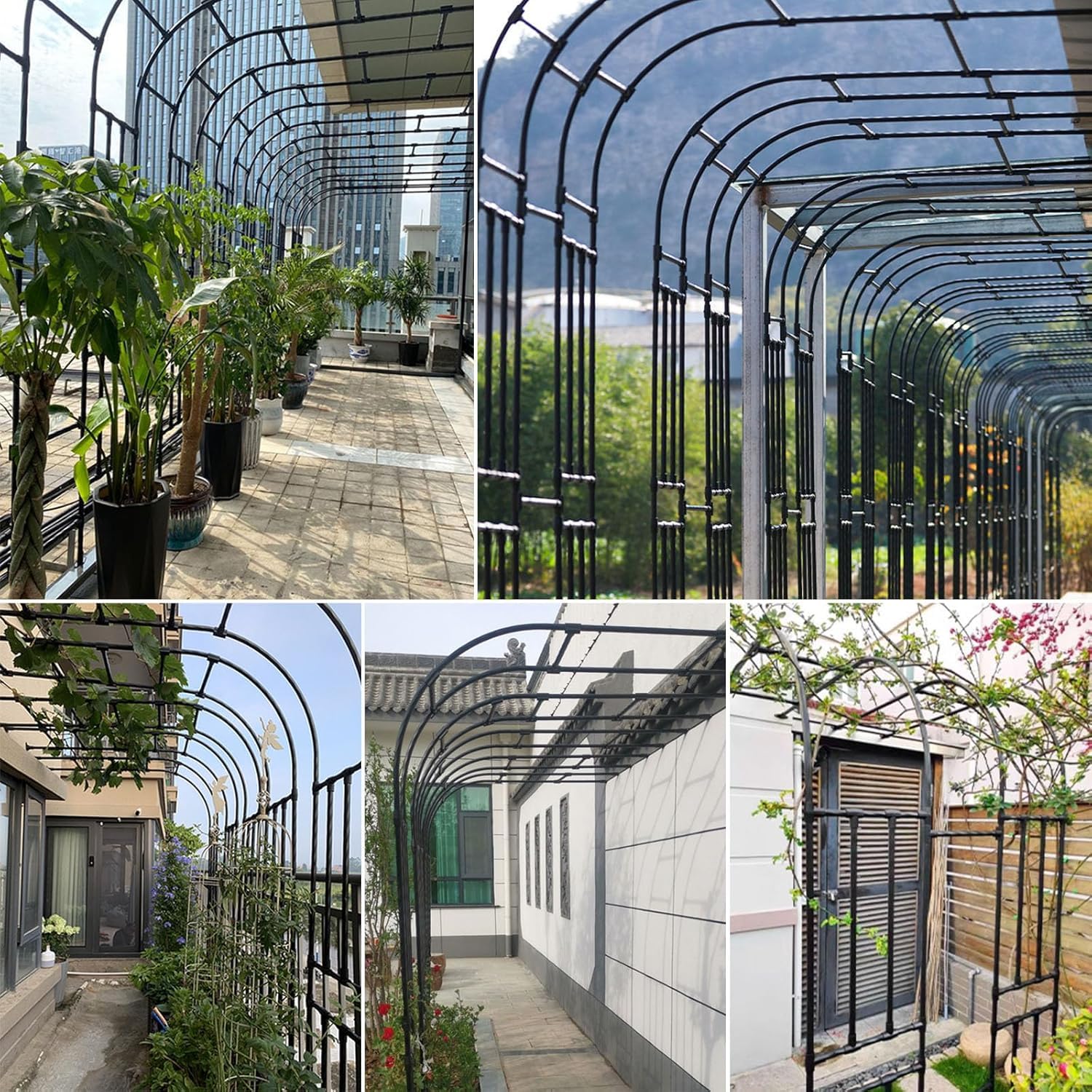 Arche de Jardin Demi-côté, tonnelle de Jardin Robuste, Cadre en Acier, Demi-Arc pour Plantes grimpantes. (40 x 220 x 240cm)