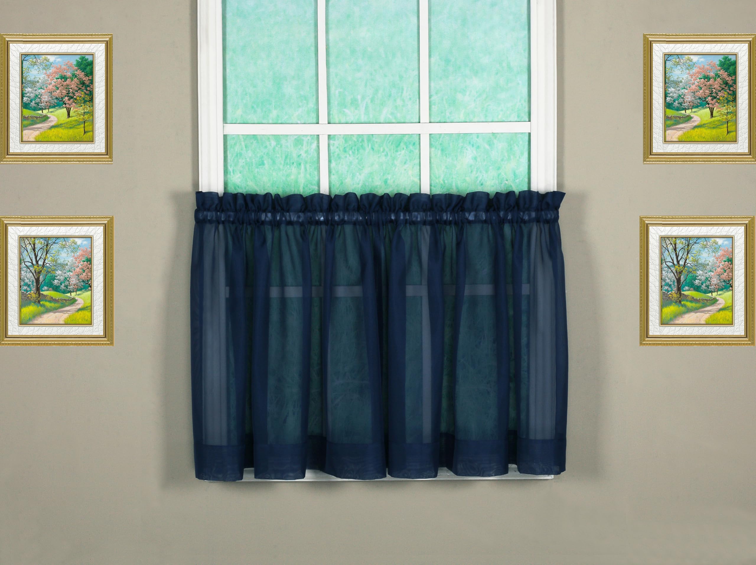 Today's Curtain Emelia Original Voile Tier Pair 24", Navy, 60" W x 24" L