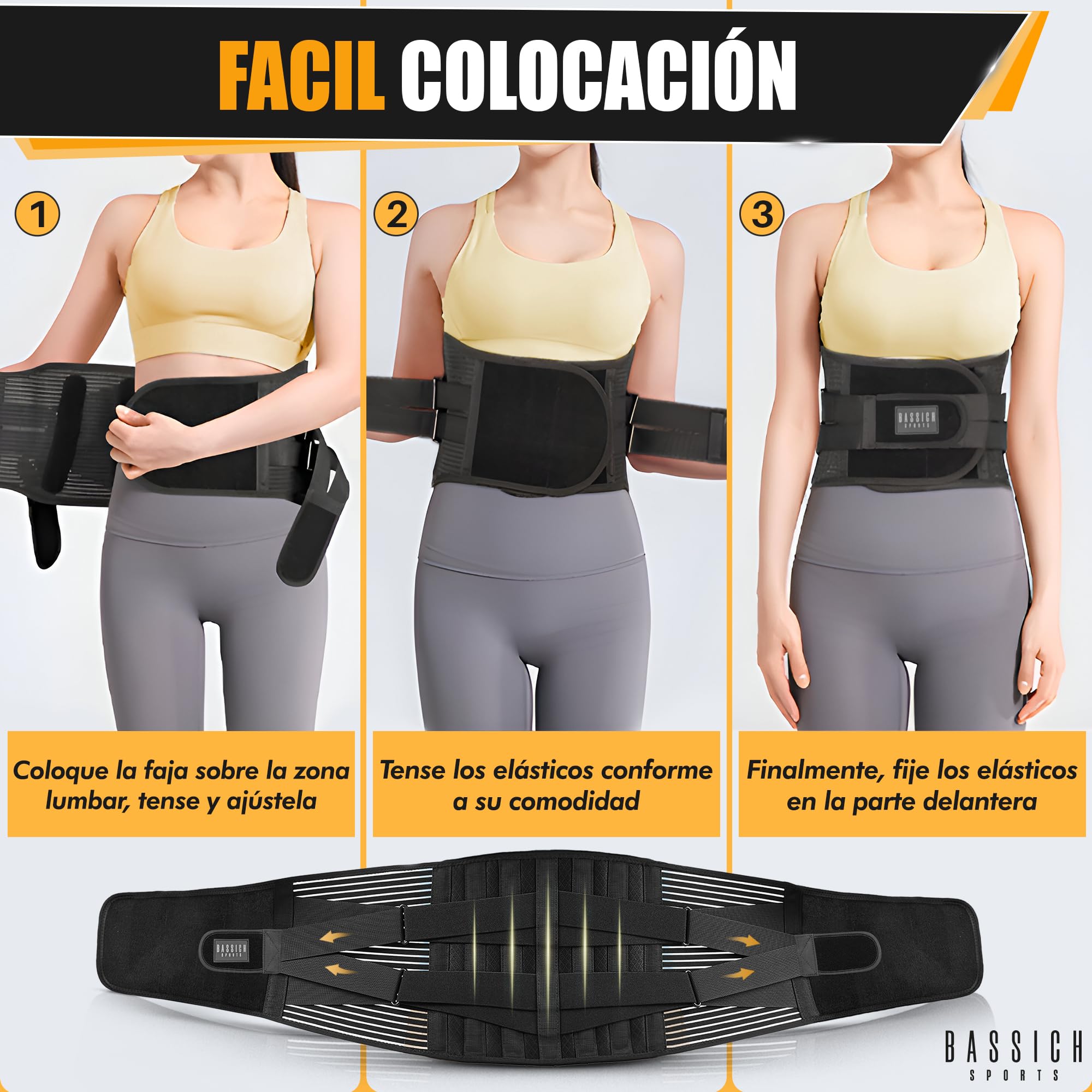 Faja Lumbar Hombre y Mujer para Trabajo y Uso Diario – Soporte Lumbar Ajustable, Cómoda y Resistente | Mayor Anchura en Espalda | Presentación Premium