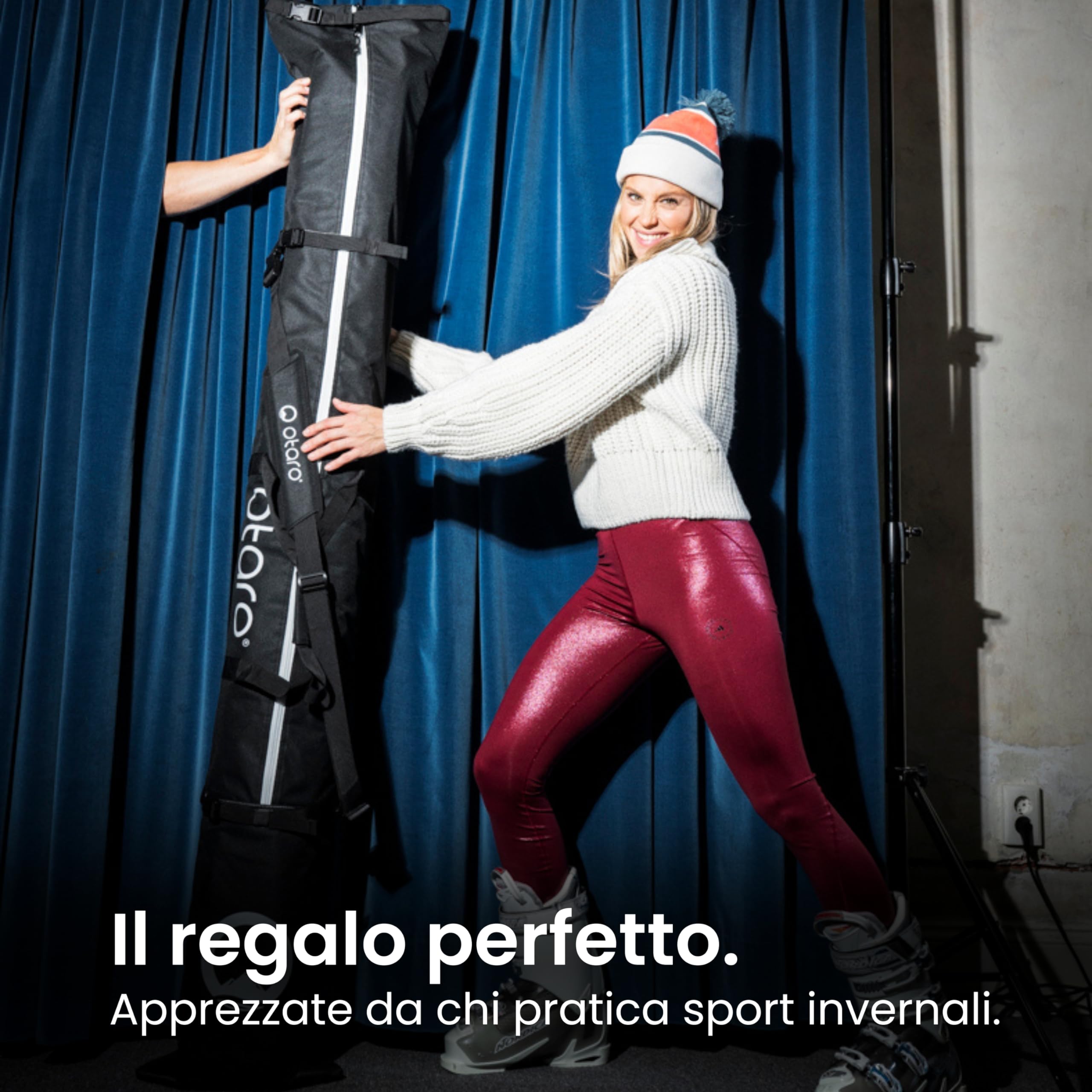Otaro Sacca Sci Premium - Borsa per Sci e Bastoncini Con Tracolla Removibile (Disponibile Anche per 2 Paia)