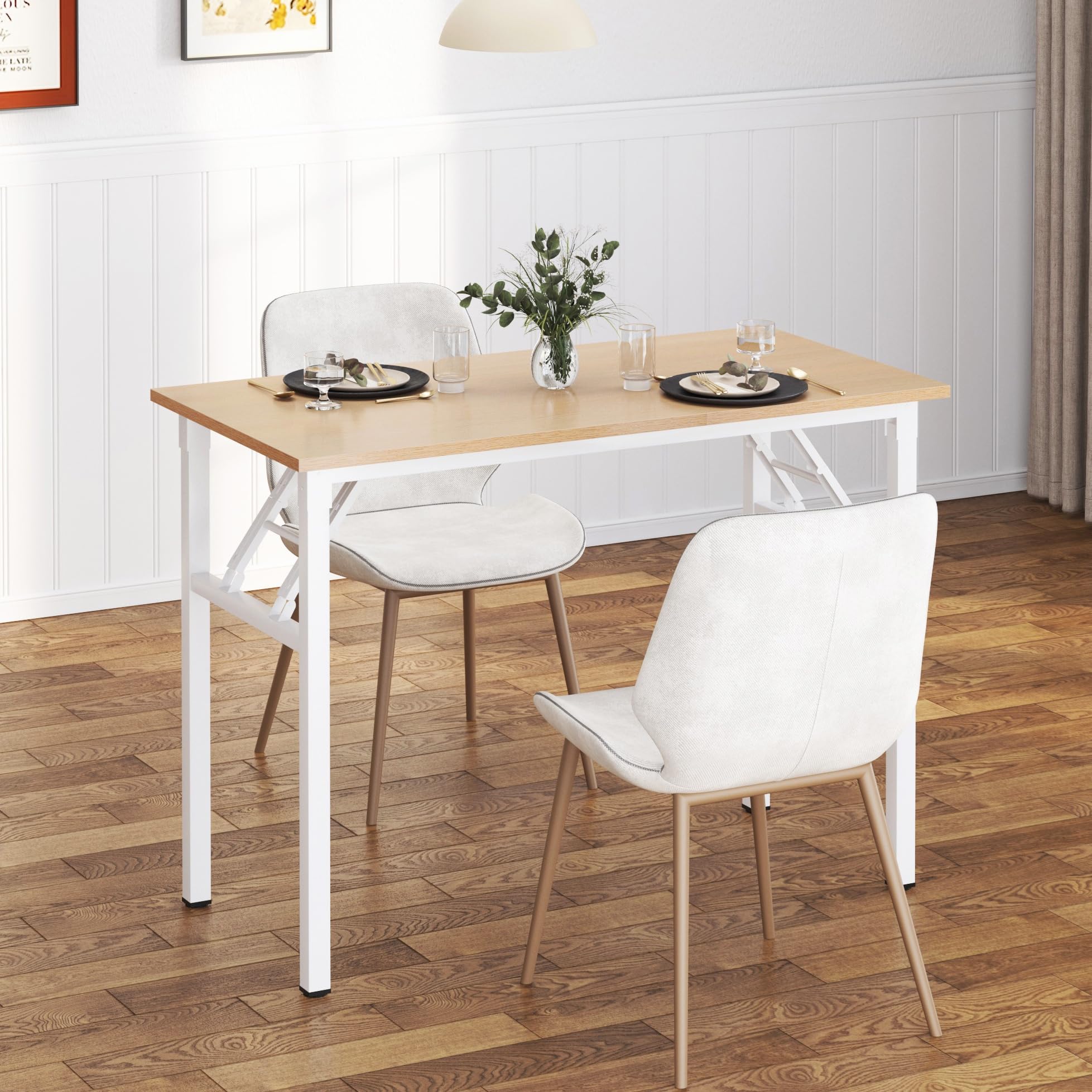 sogesfurniture Schreibtisch klein Klappbar, 80x40cm Klapptisch Computertisch Büromöbel PC Tisch klein Esstisch Arbeitstisch Klappbar für Zuhause, Büro, Picknick, Helle Eiche & Weiß