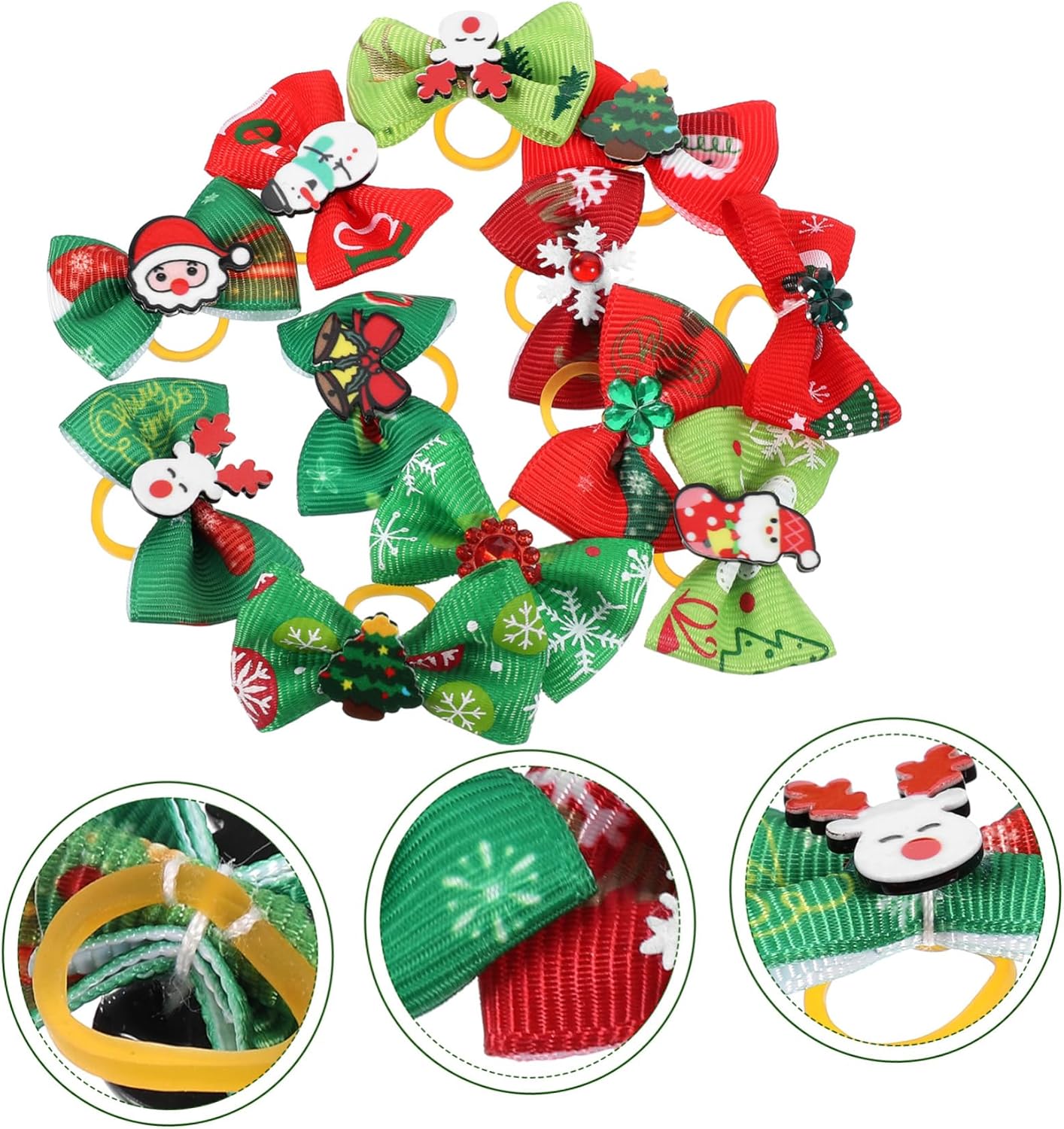 ABOOFAN 50 Pcs Pet Christmas Flower Small Bows for Dog Hair Clips Accessories for Dogs Hair Bow Christmas for Pet Ribbons Hair Flash Cloth 4
