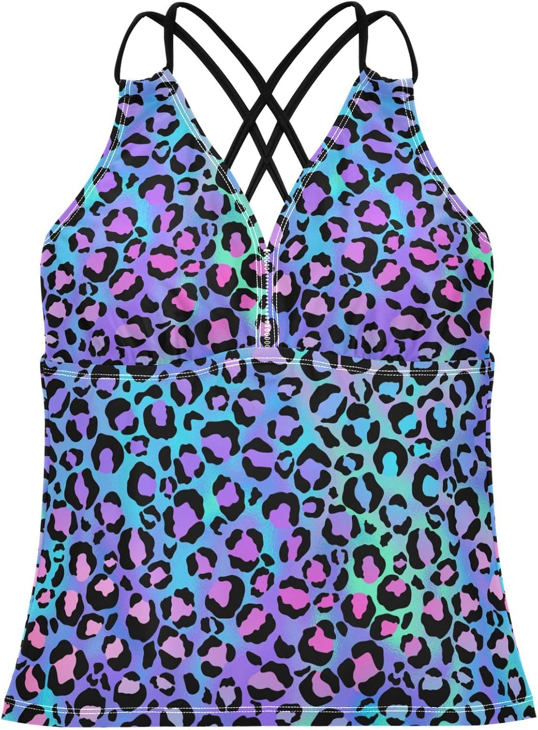 Aflyko Women Tankini Tops Summer Beach Cross Back Swim Shirts