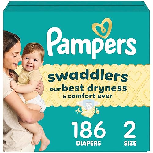 Pampers Baby Diapers - Swaddlers - Size 2, 186 Count, Ultra Absorbent Disposable Infant Diaper - Size 2 - 186