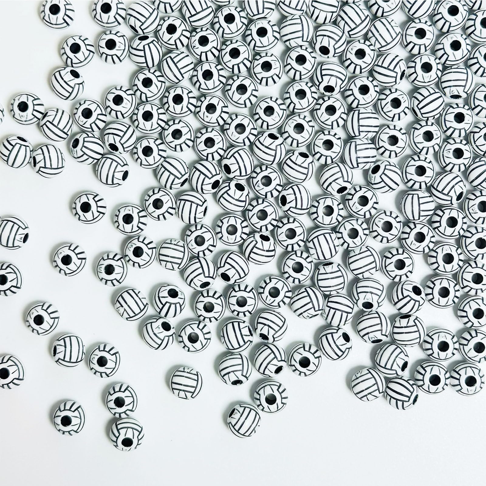 100pcs Volleyball Beads,12mm Acrylic Sports Beads DIY Necklaces Bracelets Earrings Keychains Handmade Jewelry Making Craft Supplies Decoration