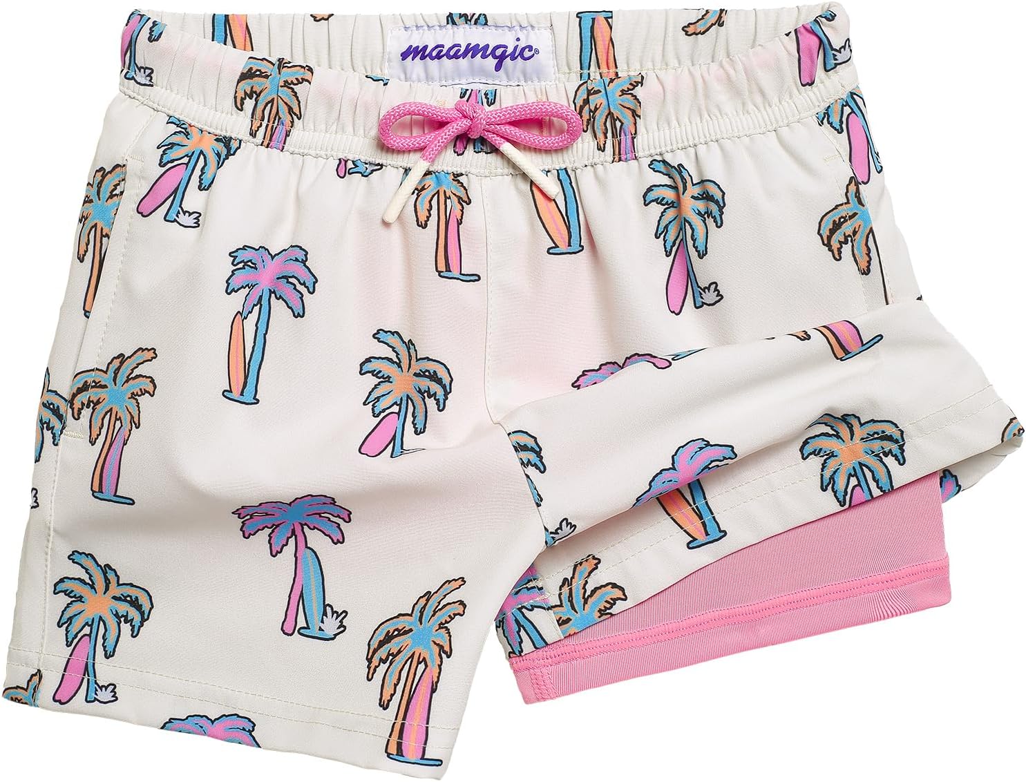 maamgic Boys Swim Trunks with Compression Liner Quick Dry Swim Shorts Anti-Chafe Boy Bathing Suit