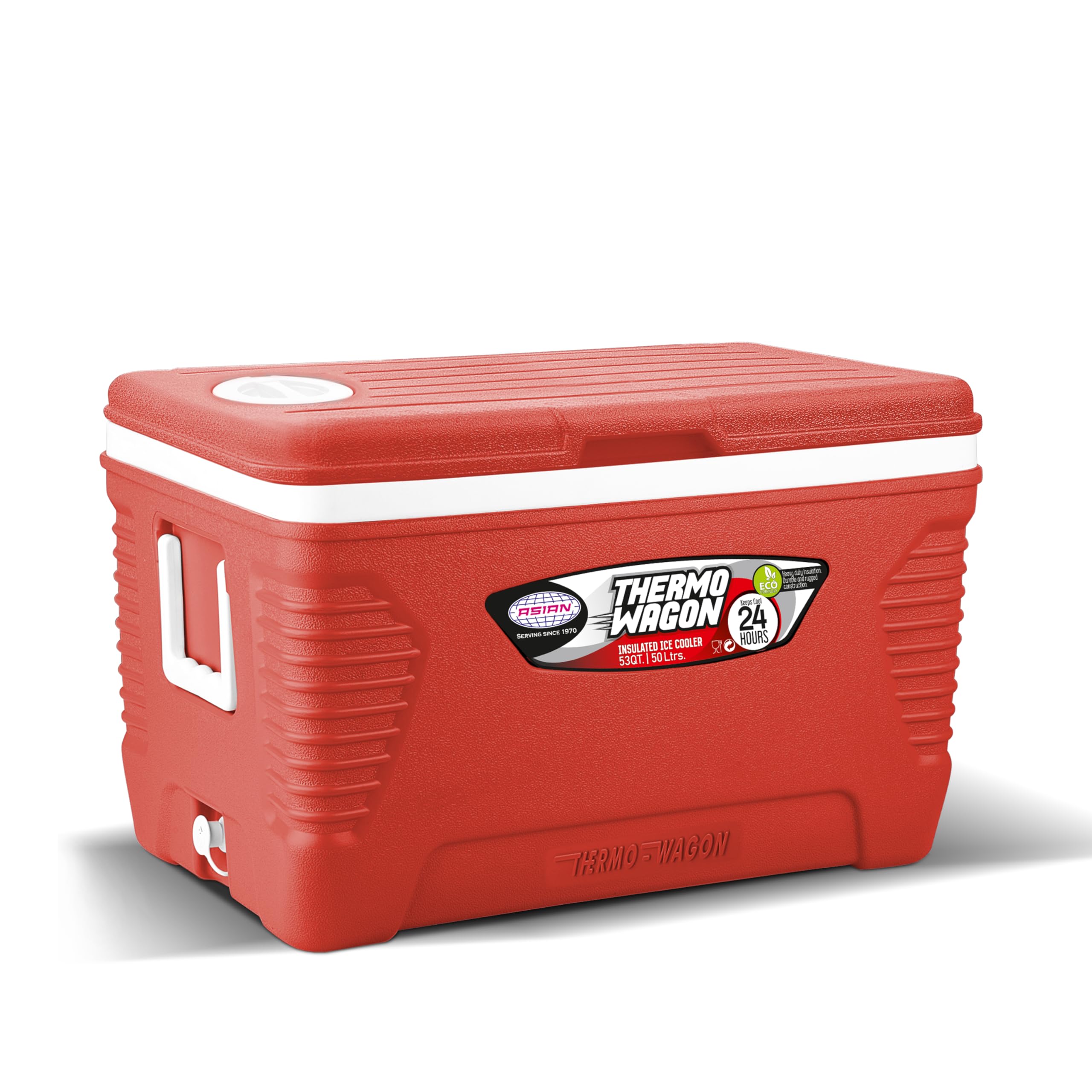 Asian Thermowagon 50 LTR | Insulated Ice Coolers for Drinks| Cold Drink Cans | Ice Cubes | Medical Purpose | Travel Tour |Standard Size for Party |Ice Cube Storage |Red