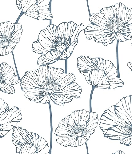 Orainege Papel tapiz de contacto floral para despegar y pegar, papel tapiz azul y blanco, 15.7 x 118.1 pulgadas, papel de pared autoadhesivo