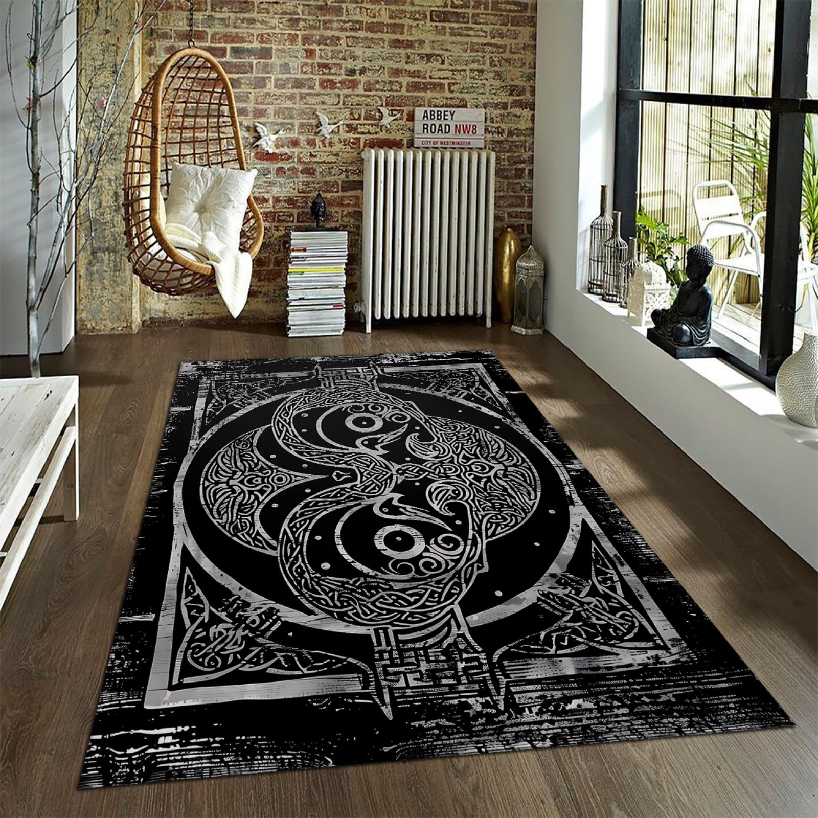 Boho puszyste dywaniki tradycyjne nadające się do prania, czarne dywany na ganek, abstrakcyjny wzór, antypoślizgowa mata podłogowa do kuchni, wejścia, 120 x 180 cm