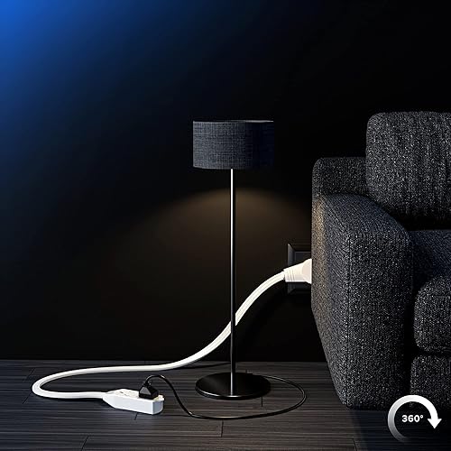 Miniatura 9 de Maximm Cable de extensión de enchufe plano giratorio de 360 de 10 pies, cable de extensión de 3 tomas de corriente múltiple de 16 AWG, cable de