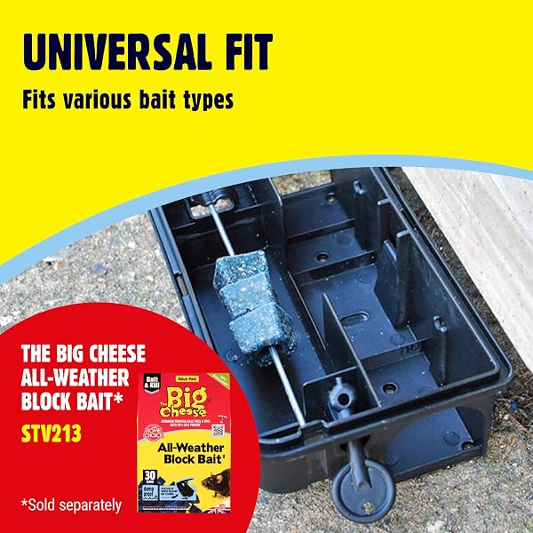 The Big Cheese Rat & Mouse Bait Station - Reusable Tamper-Resistant & Weather-Proof Rat Bait Box for Rat Poison - Lockable Li - 4