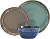 Tabletops Gallery Tuscan Reactive Glaze Stoneware- Platter Serving Bowl Mixing Bowl Mug, Tuscan 26 Ounce Jumbo Oversized Mugs (Set of 4- Blue, Green, Brown, and Pink)