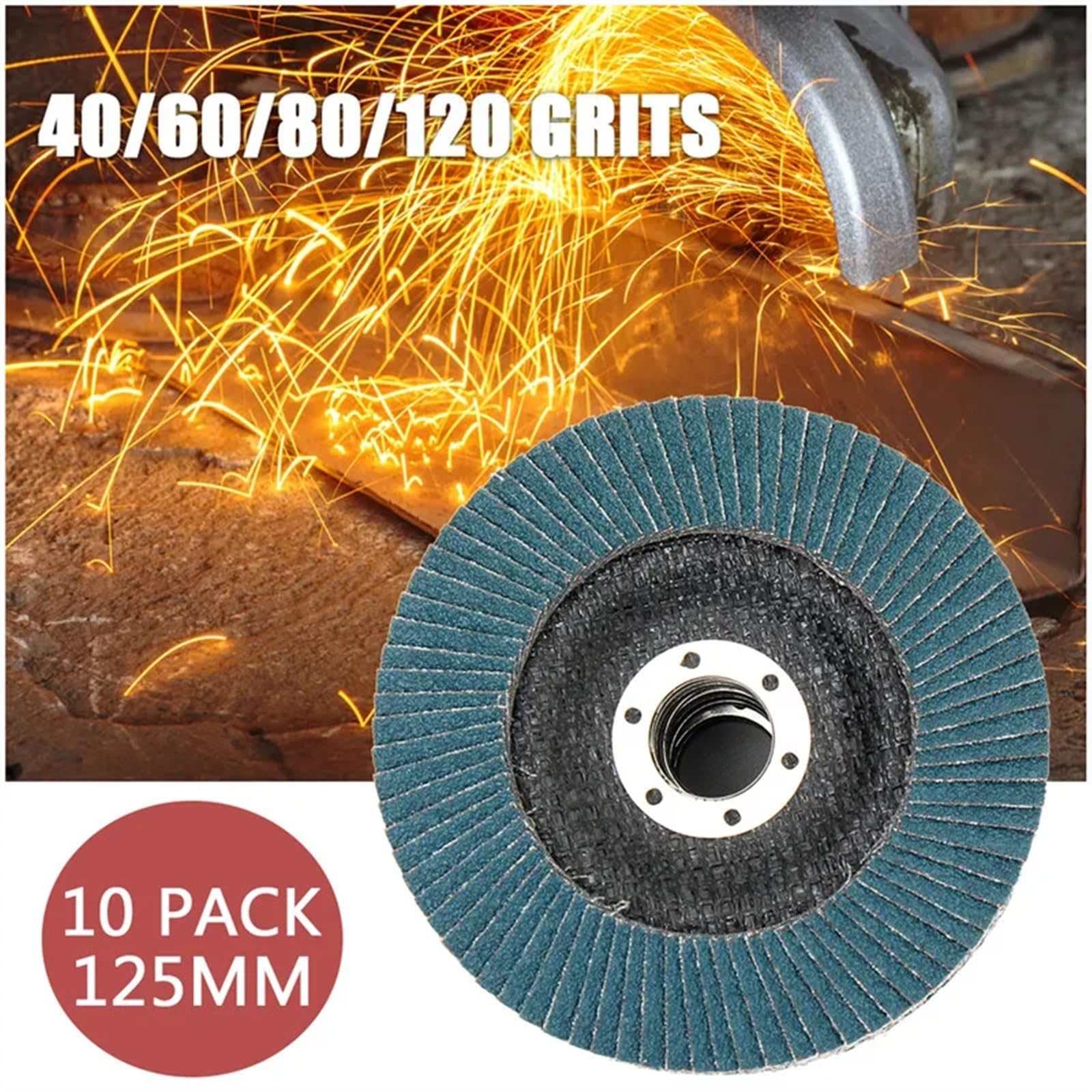10 sztuk 5 cali 125mm szlifierka kątowa tarcze szlifierskie 40/60/80/120 Grit ściernica tarcze listkowe metalowe plastikowe narzędzie do usuwania drewna narzędzie ścierne