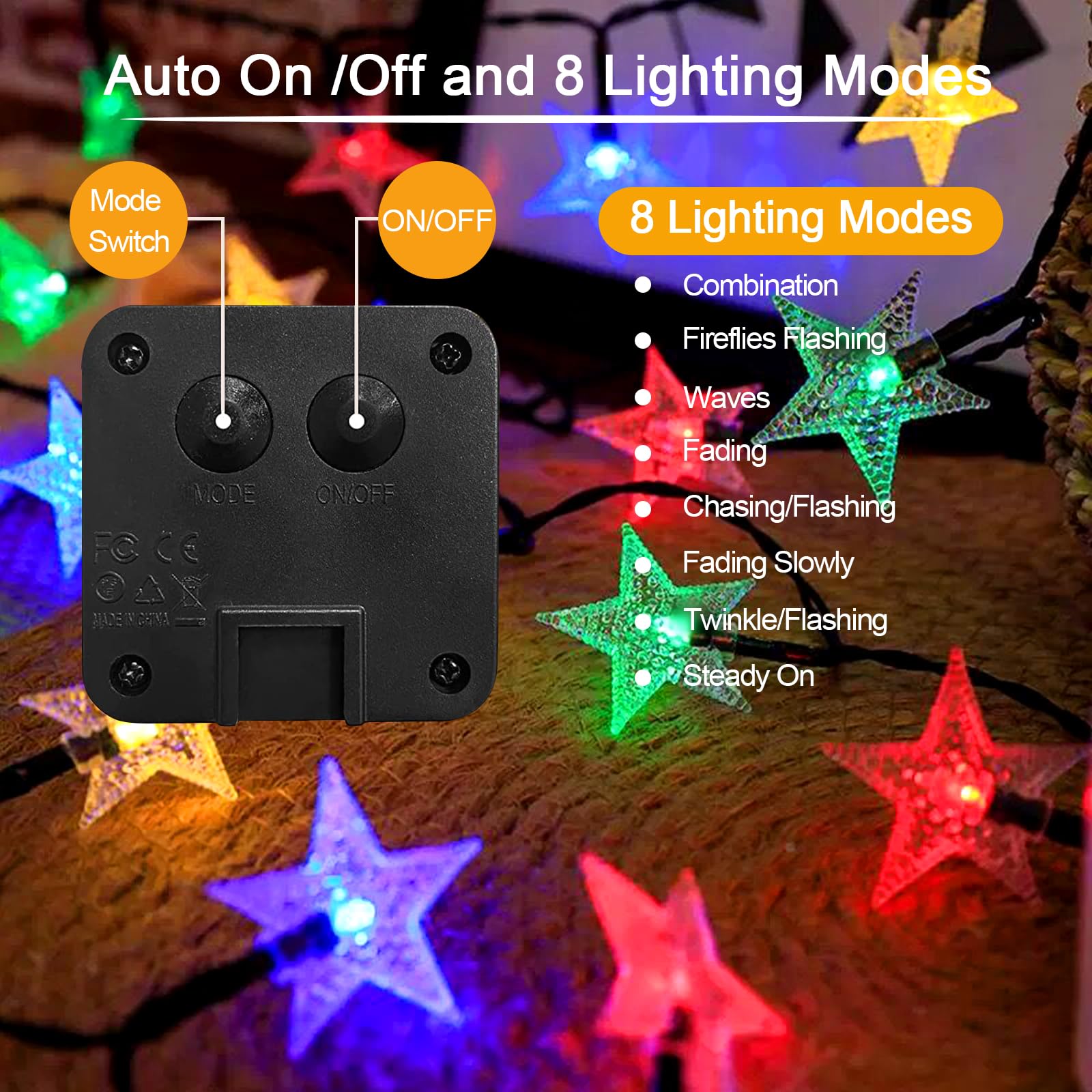 Catena Luminosa Esterno Solare, 12M 60 LED 8 Modalità Luci Solari Da