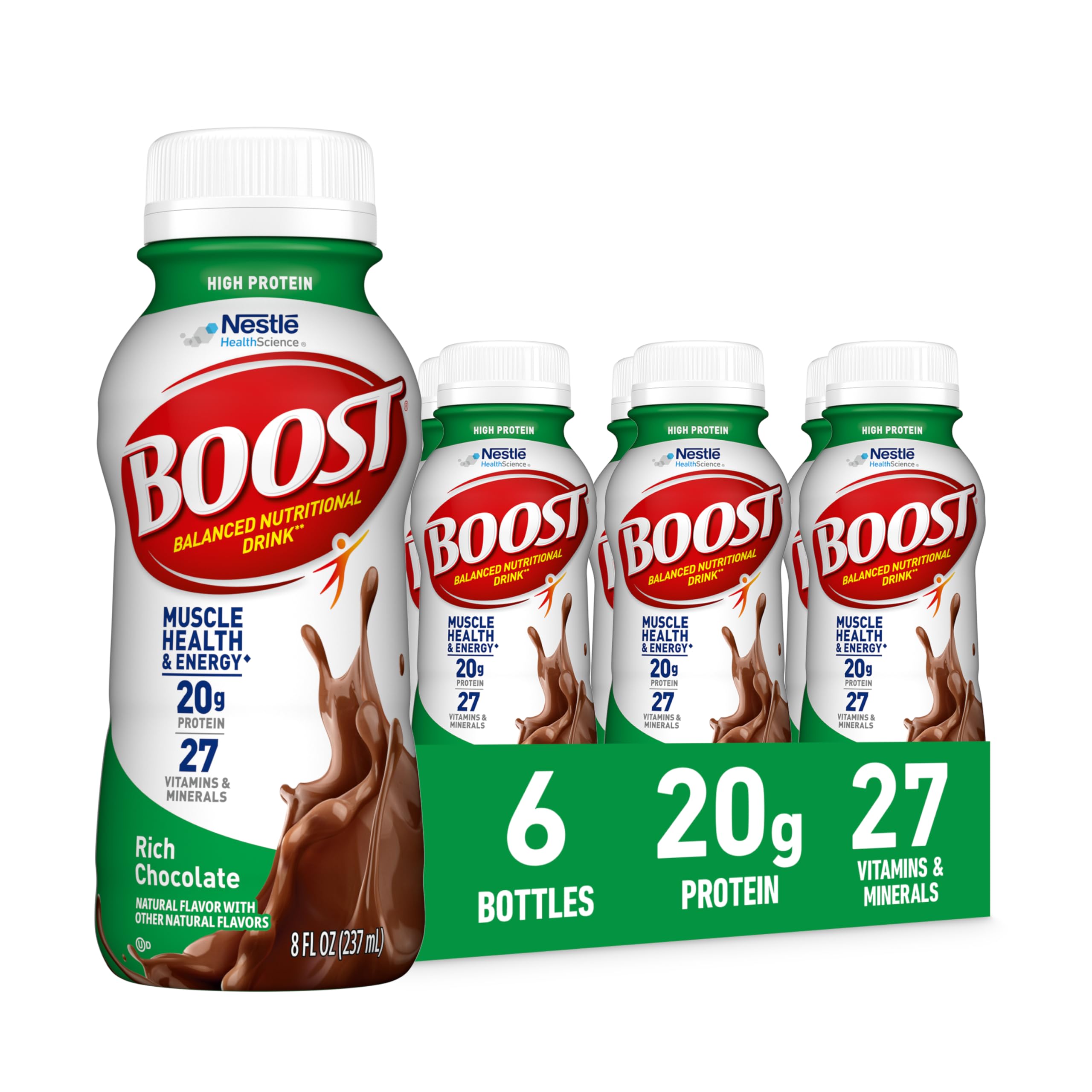 High Protein Ready to Drink Balanced Nutritional Drink, Rich Chocolate, 8 FL OZ (Pack of 6)