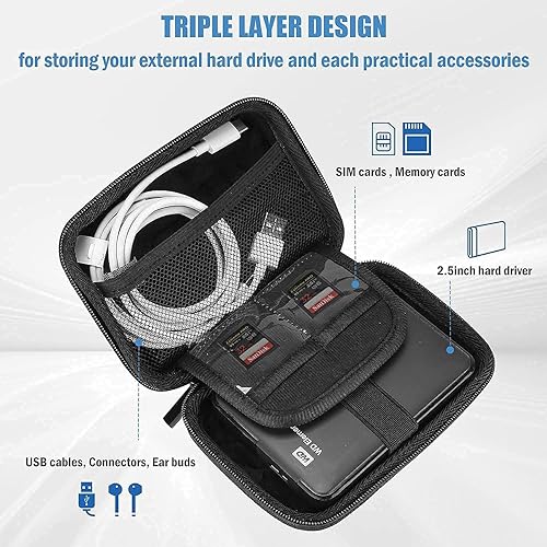 Miniatura 3 de ProCase Funda de disco duro portátil para Canvio Basics Western Digital WD Elements My Passport Bundle con funda de disco duro de 2.5 pulgadas para