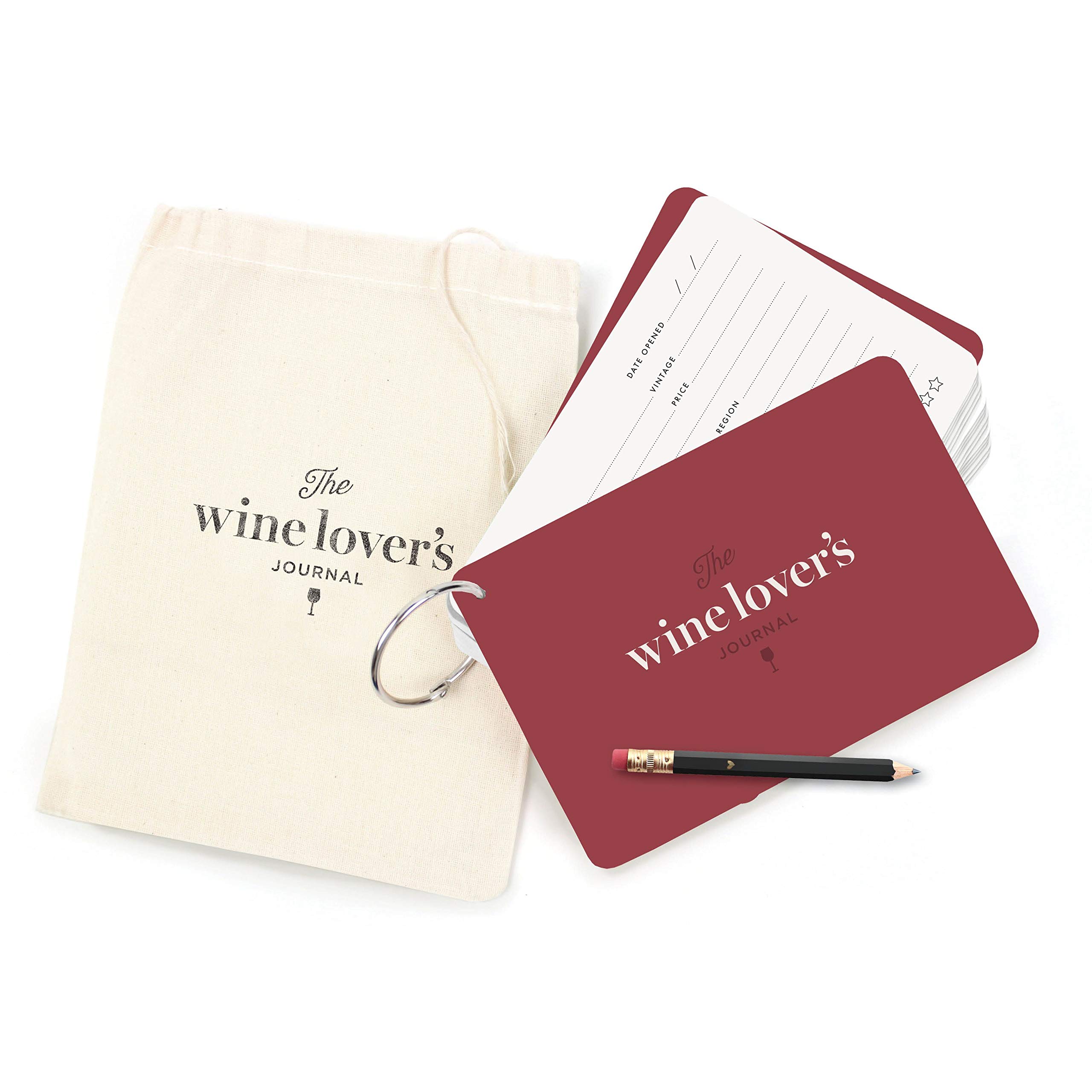 Inklings Wine Lover's Journal Cards O-Ring Fill in Tasting Notes, Wine Varietals & Tasting Tips